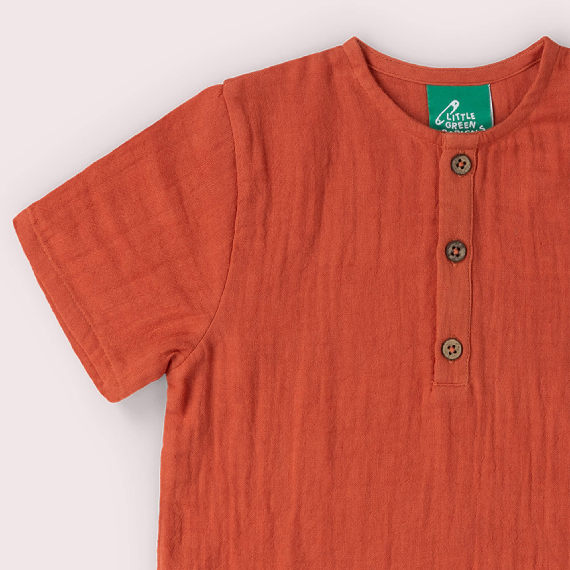 Burnt Ochre Short Sleeved Henley Top Red / 18-24m