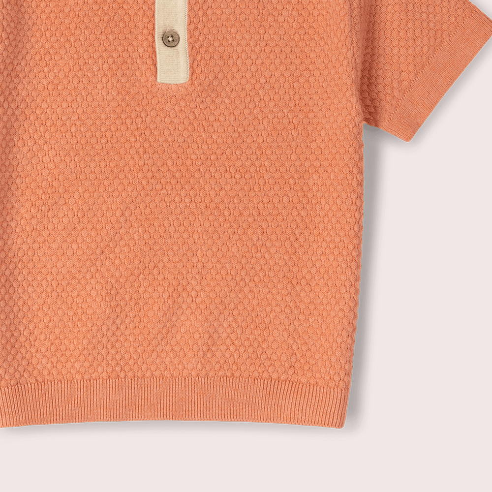 Coral Honeycomb Short Sleeve Knitted Top Pink / 12-24m