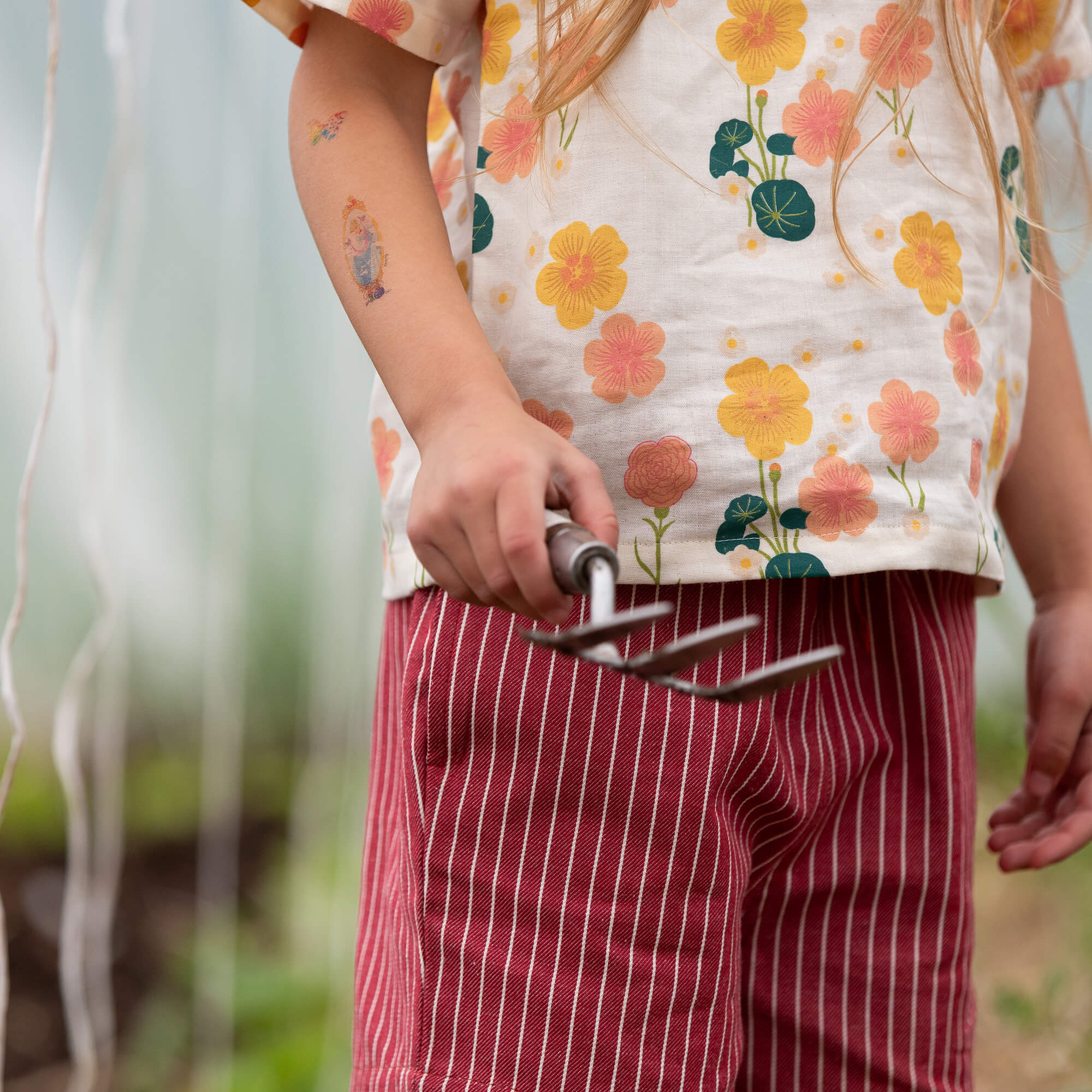 Burnt Ochre Striped By The Sea Twill Shorts Red / 18-24m