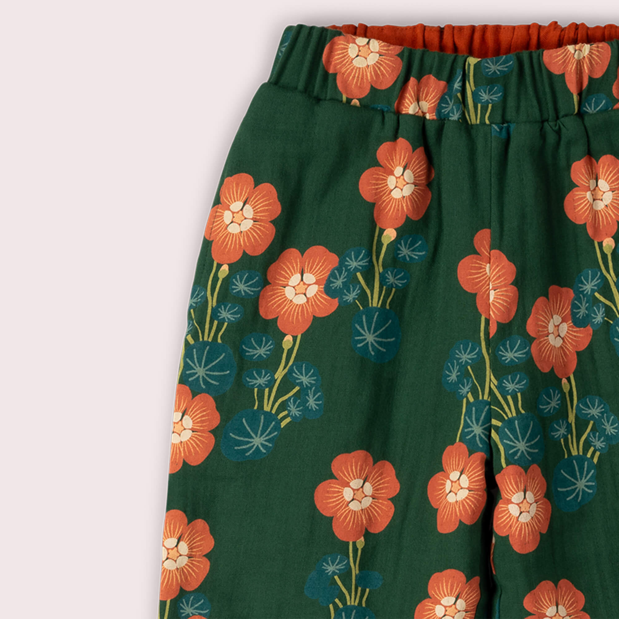 Orange Blooms Reversible Pull On Trousers Green / 18-24m