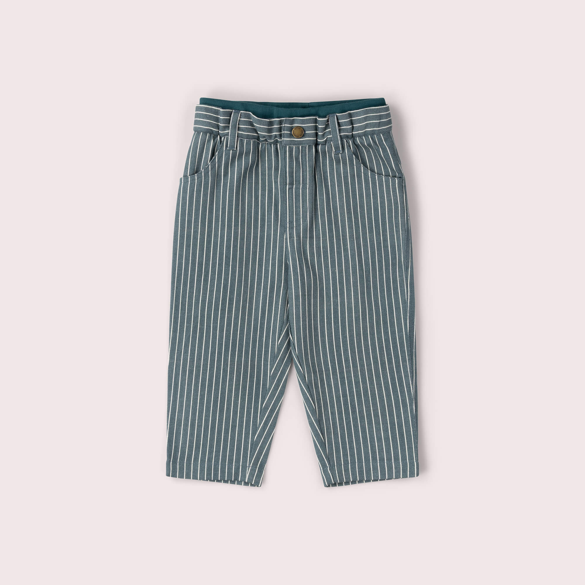Navy Stripe Rib Waistband Pocket Trousers Navy / 18-24m