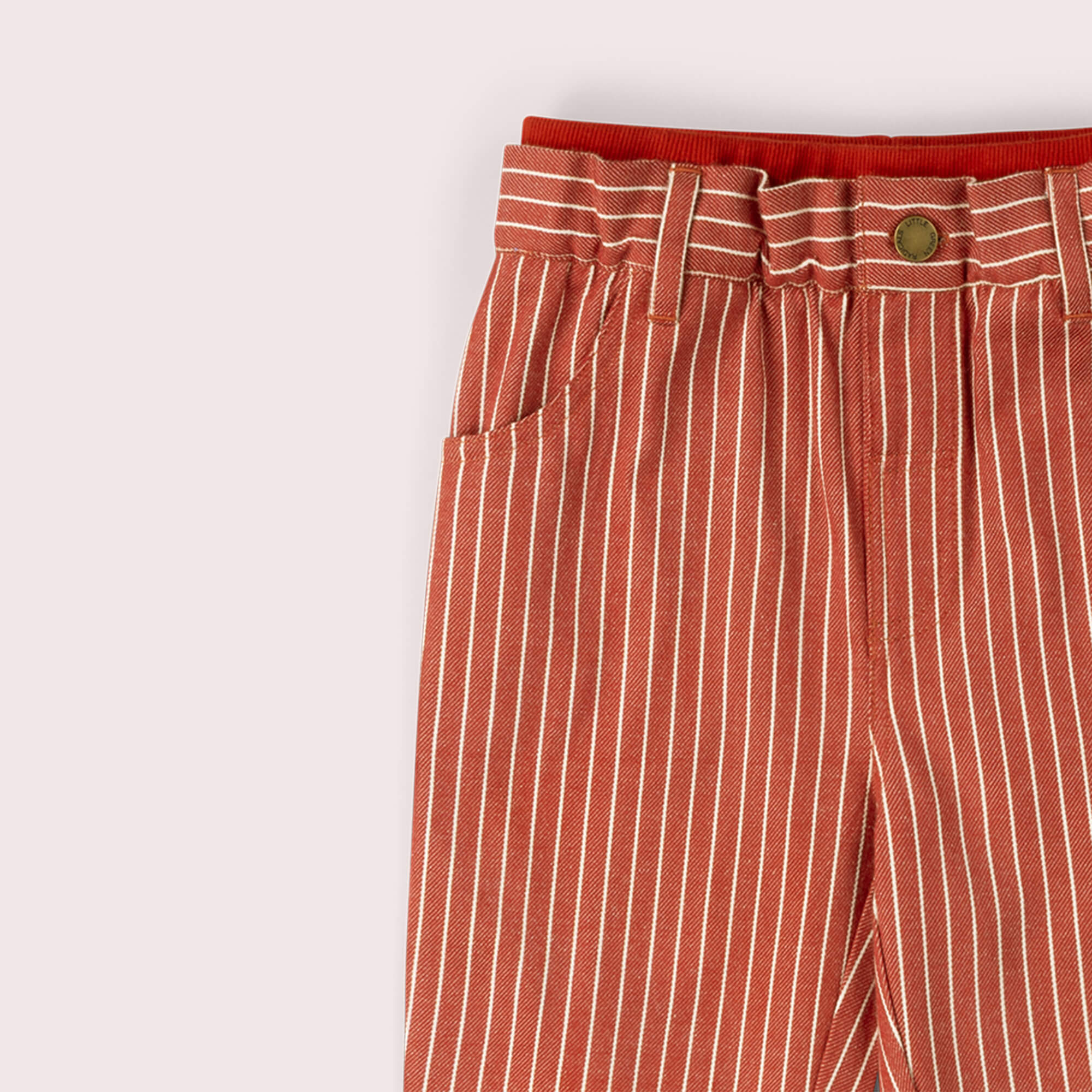 Burnt Ochre Stripe Rib Waistband Pocket Trousers Red / 18-24m