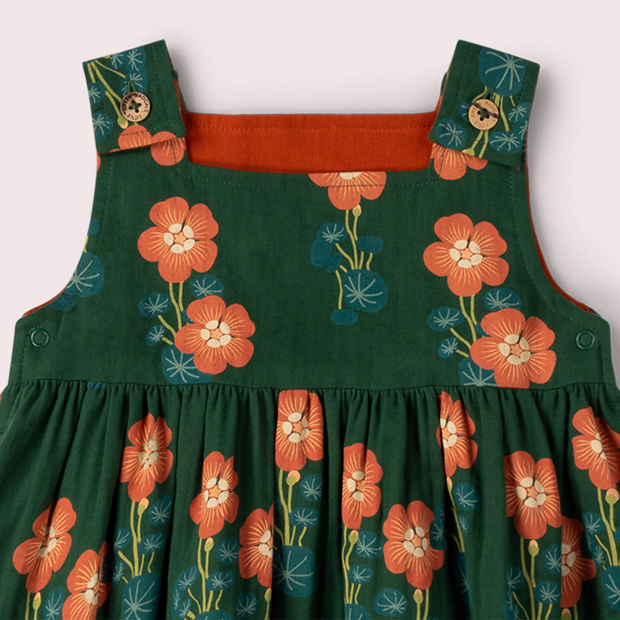 Orange Blooms Reversible Pinny Dress Green / 18-24m