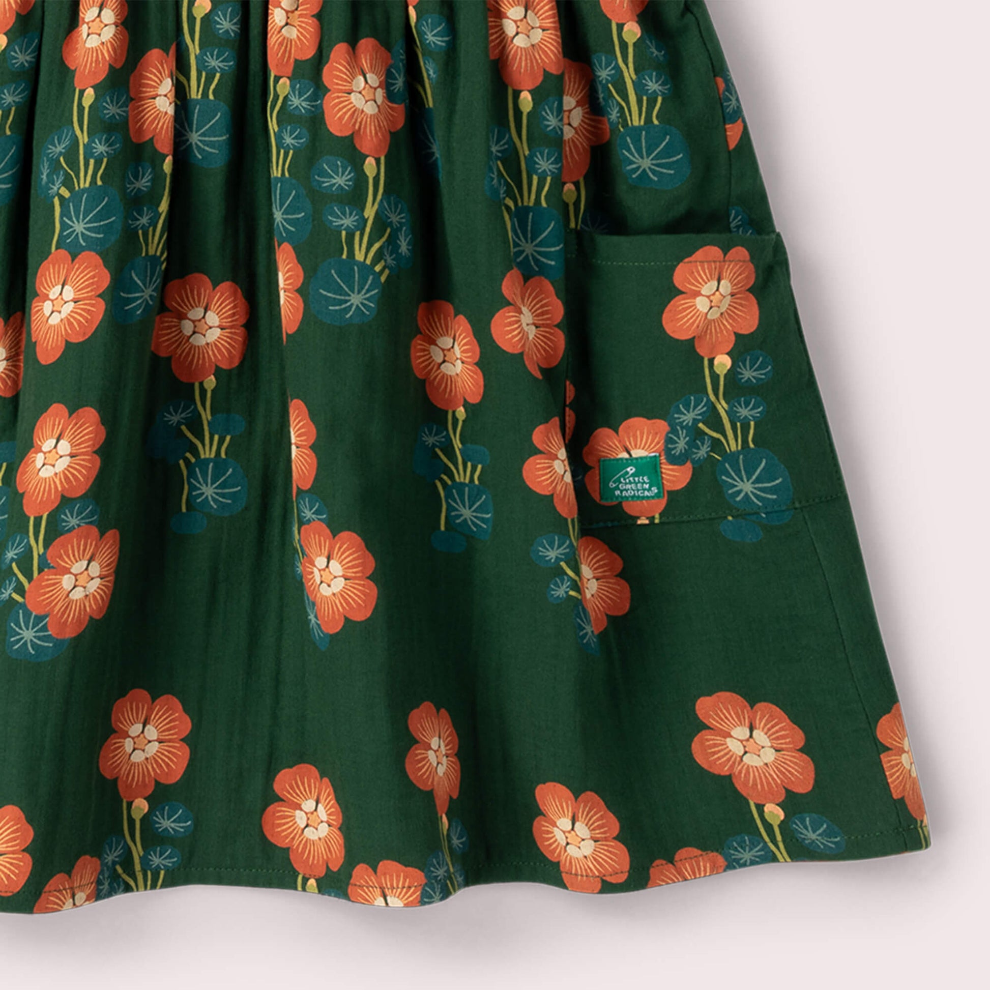 Orange Blooms Reversible Pinny Dress Green / 18-24m