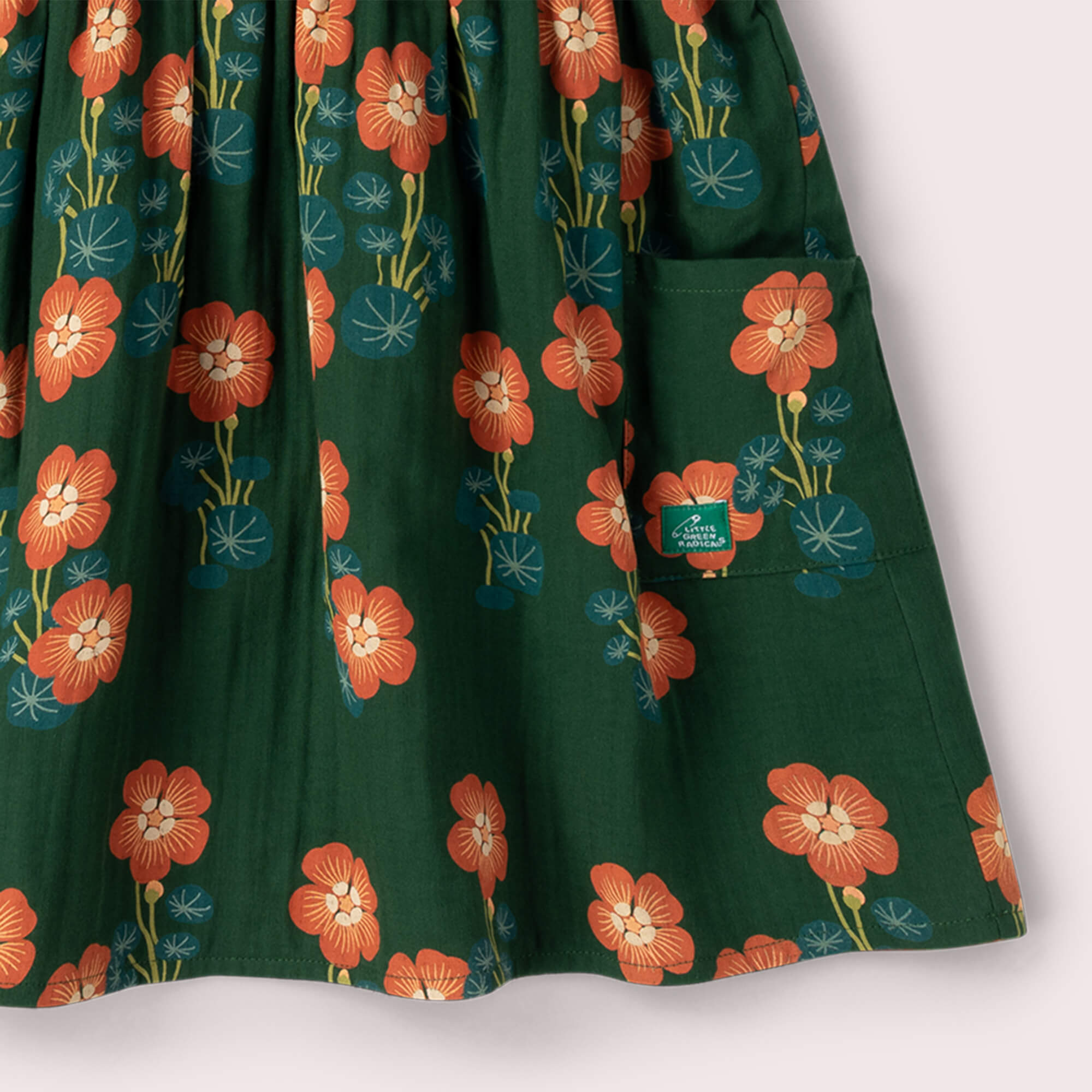 Orange Blooms Reversible Pinny Dress Green / 18-24m