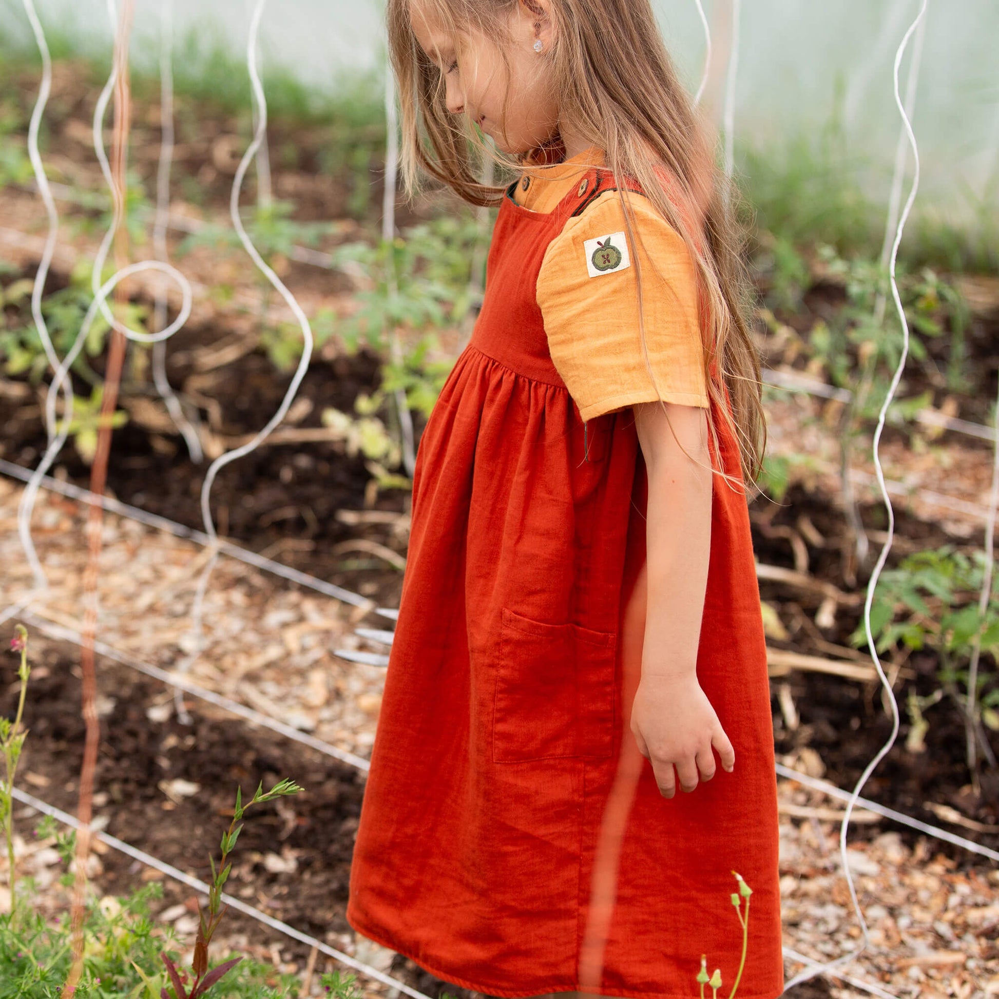Orange Blooms Reversible Pinny Dress Green / 18-24m