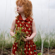 Spring Birds Pinafore Button Dress Red / 18-24m