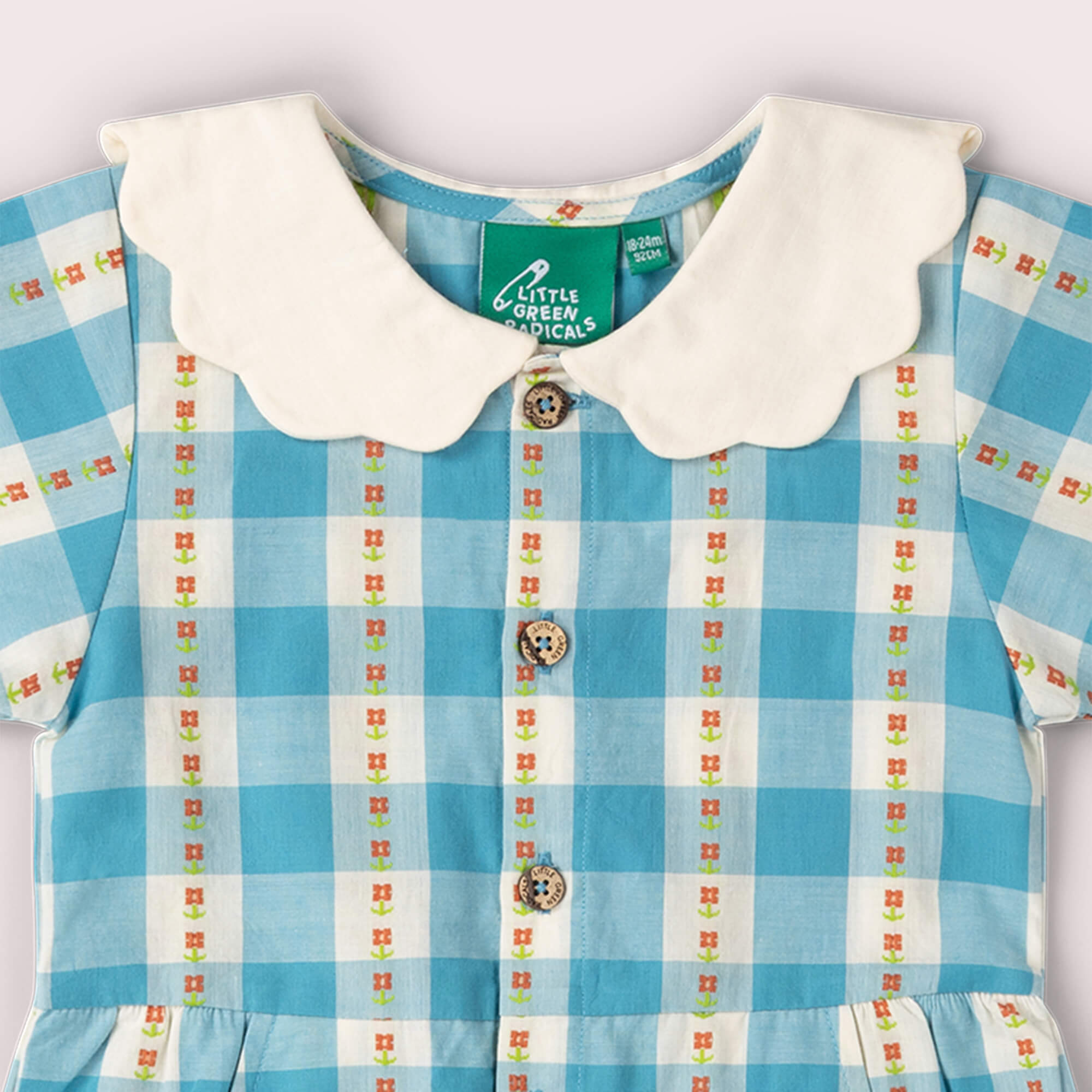 Blue Flowers Button Through Short Sleeve Dress Blue / 18-24m