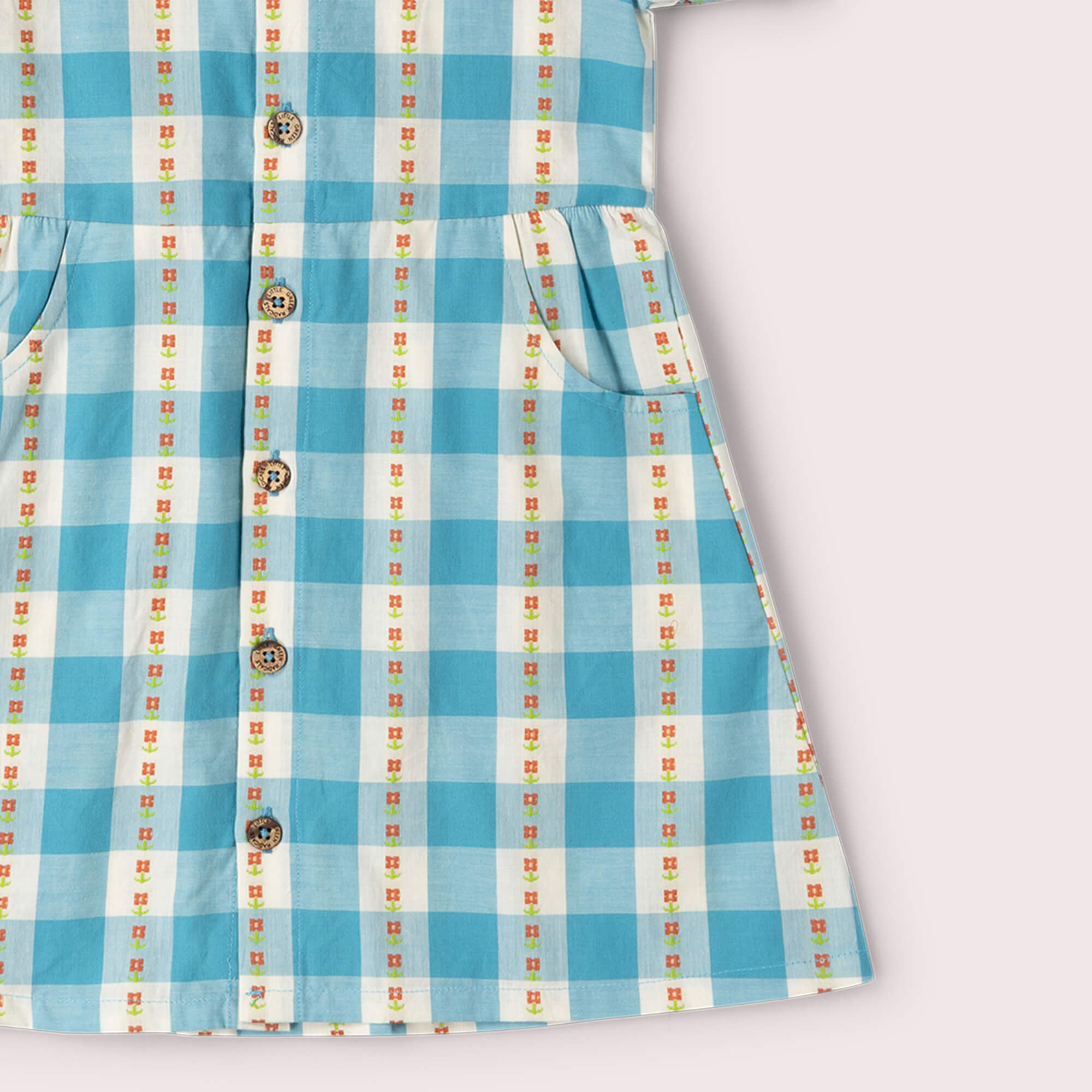 Blue Flowers Button Through Short Sleeve Dress Blue / 18-24m