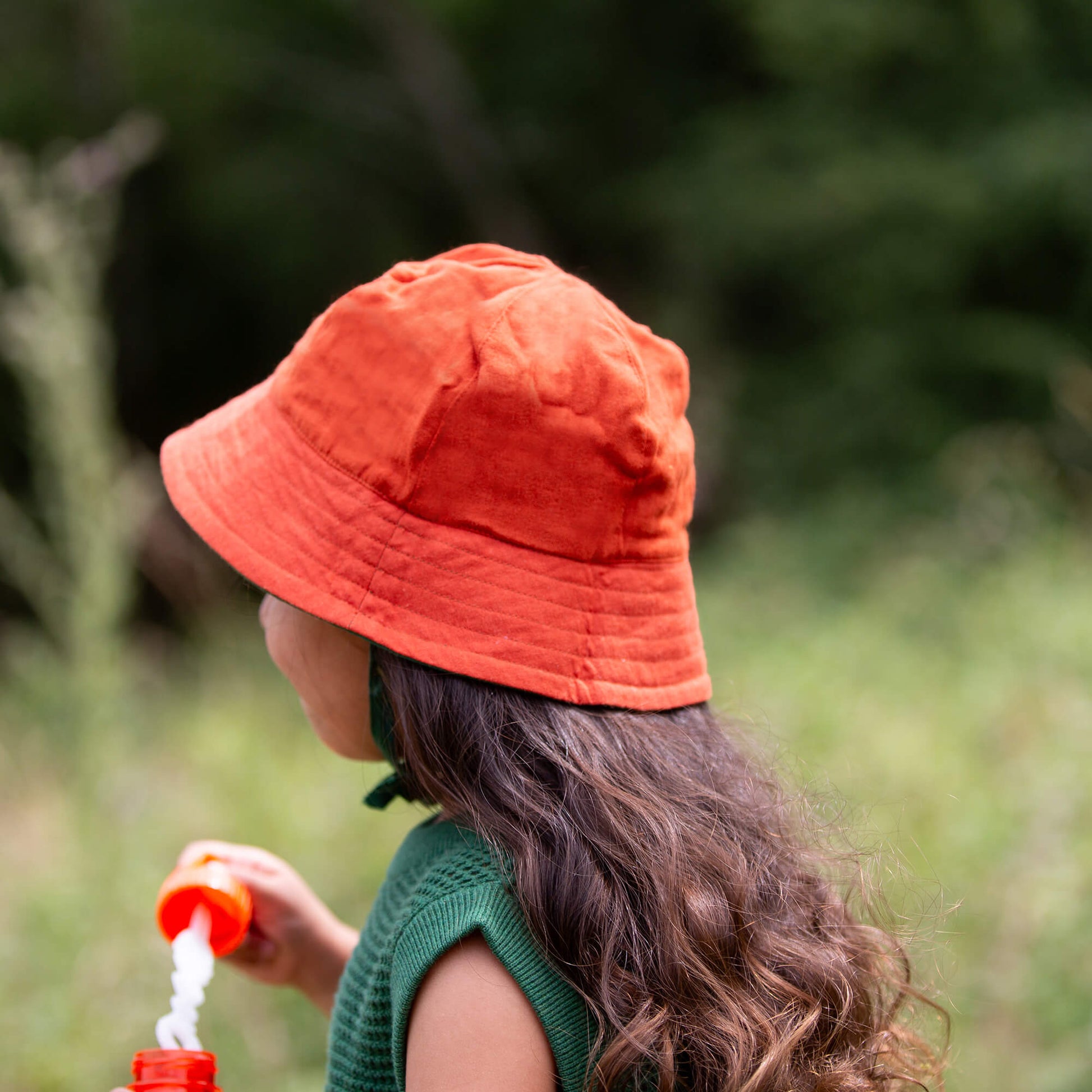Orange Blooms Reversible Sunhat Green / 06-12m