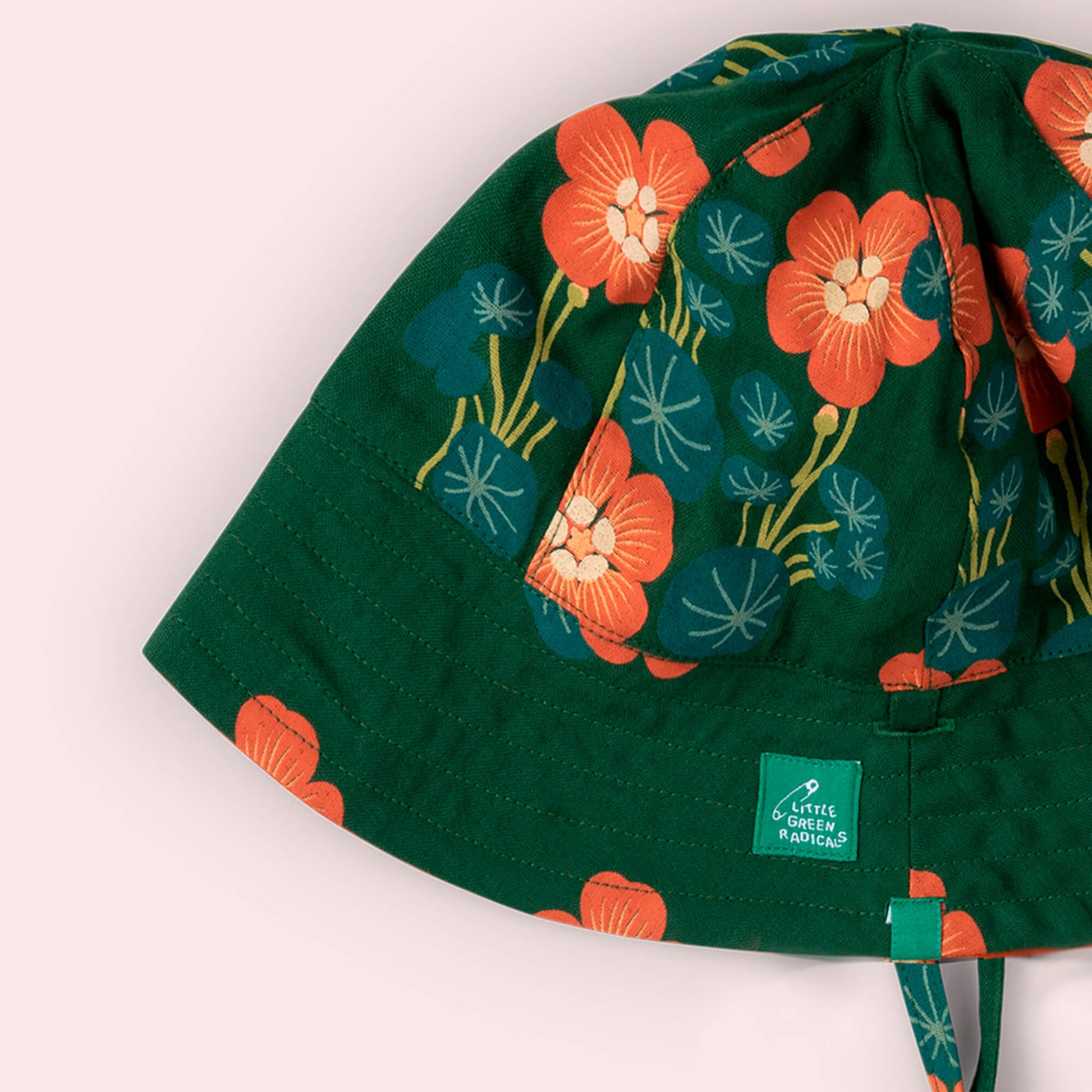 Orange Blooms Reversible Sunhat Green / 06-12m