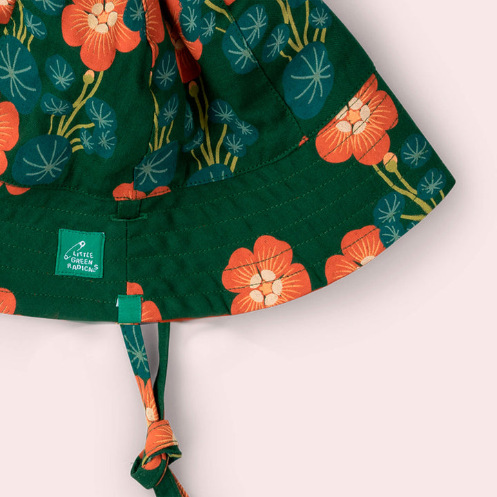 Orange Blooms Reversible Sunhat Green / 06-12m