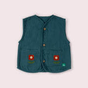 Navy Embroidered Flowers Spring Gilet Blue / 18-24m