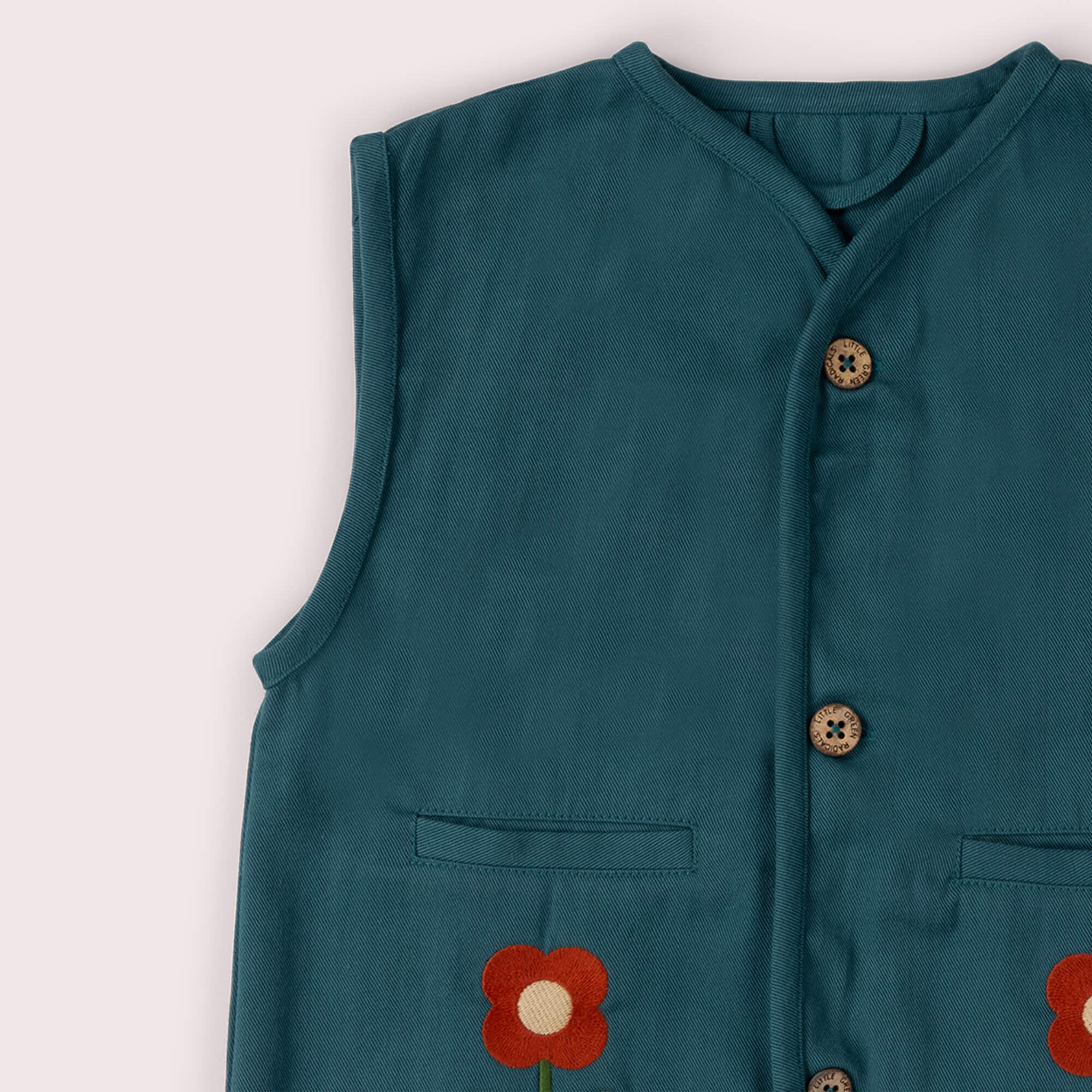 Navy Embroidered Flowers Spring Gilet Blue / 18-24m