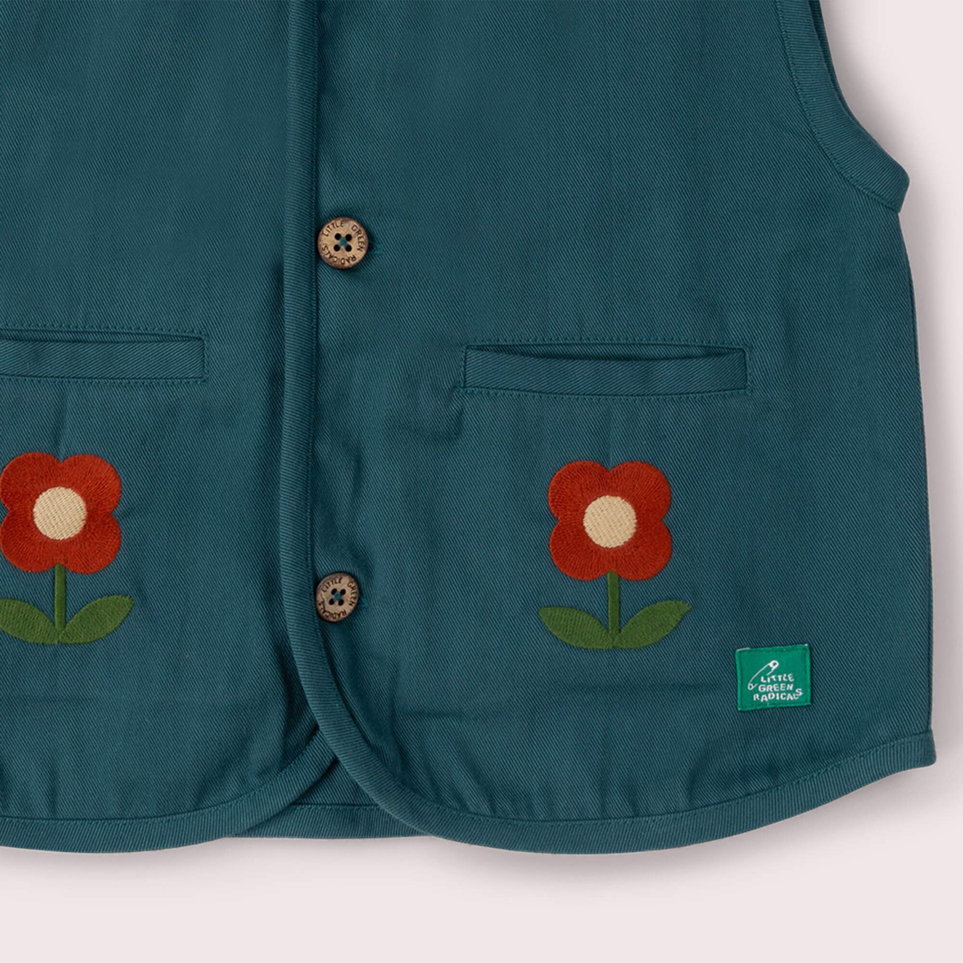 Navy Embroidered Flowers Spring Gilet Blue / 18-24m