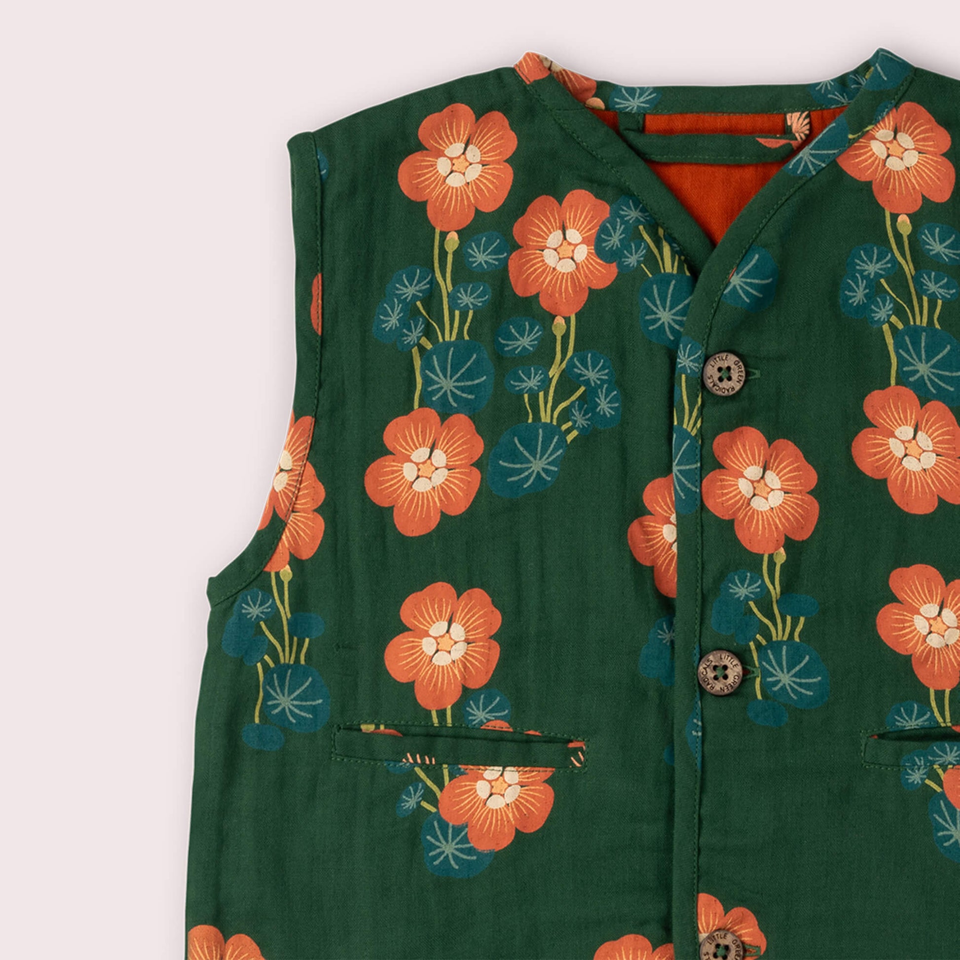 Orange Blooms Spring Gilet Green / 18-24m