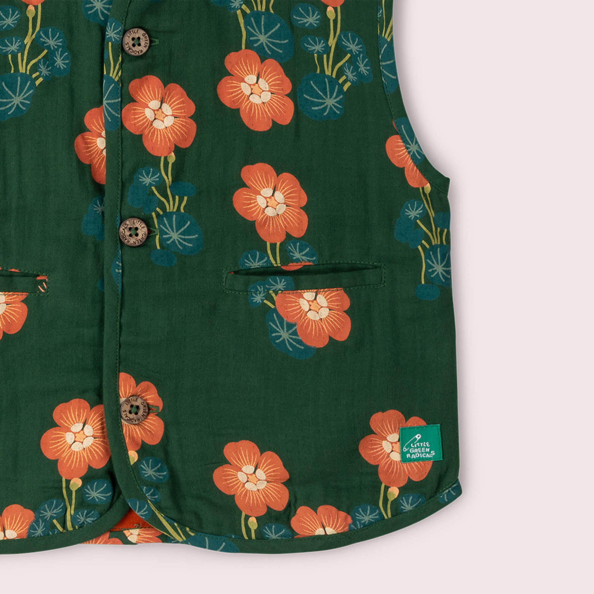 Orange Blooms Spring Gilet Green / 18-24m