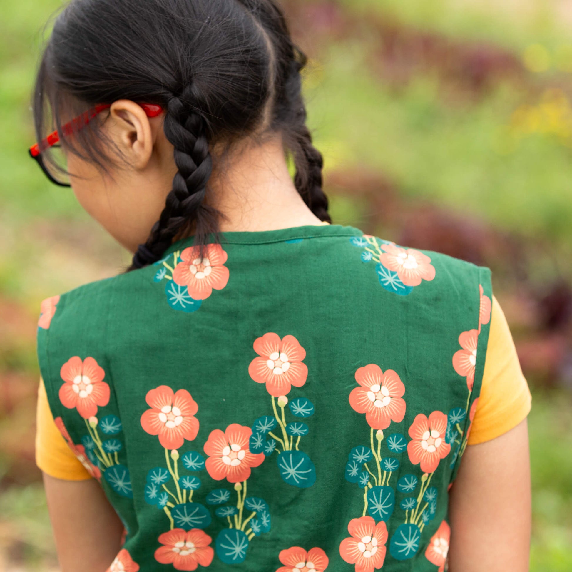 Orange Blooms Spring Gilet Green / 18-24m