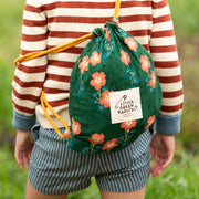 Orange Blooms Drawstring Bag Green / one size