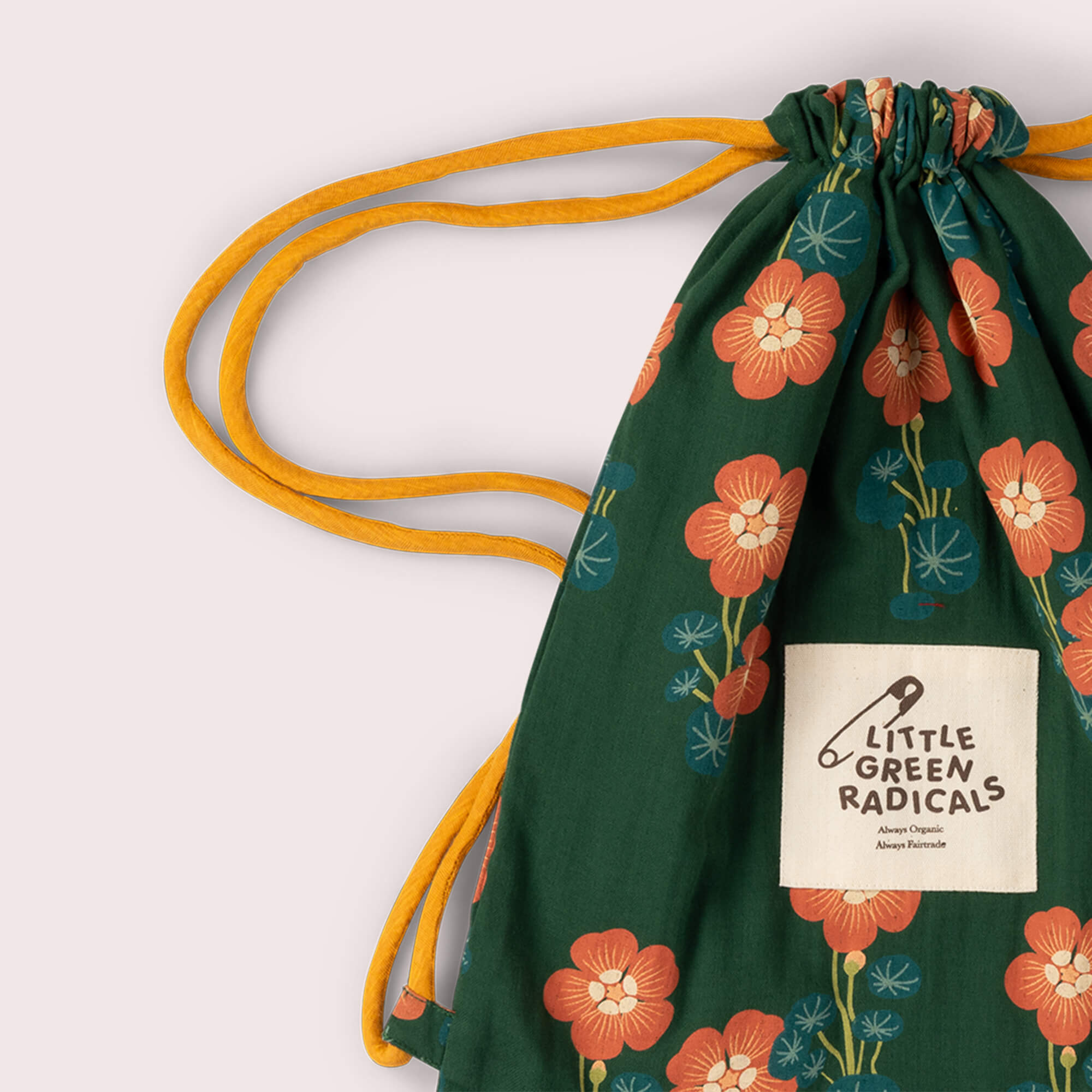 Orange Blooms Drawstring Bag Green / one size