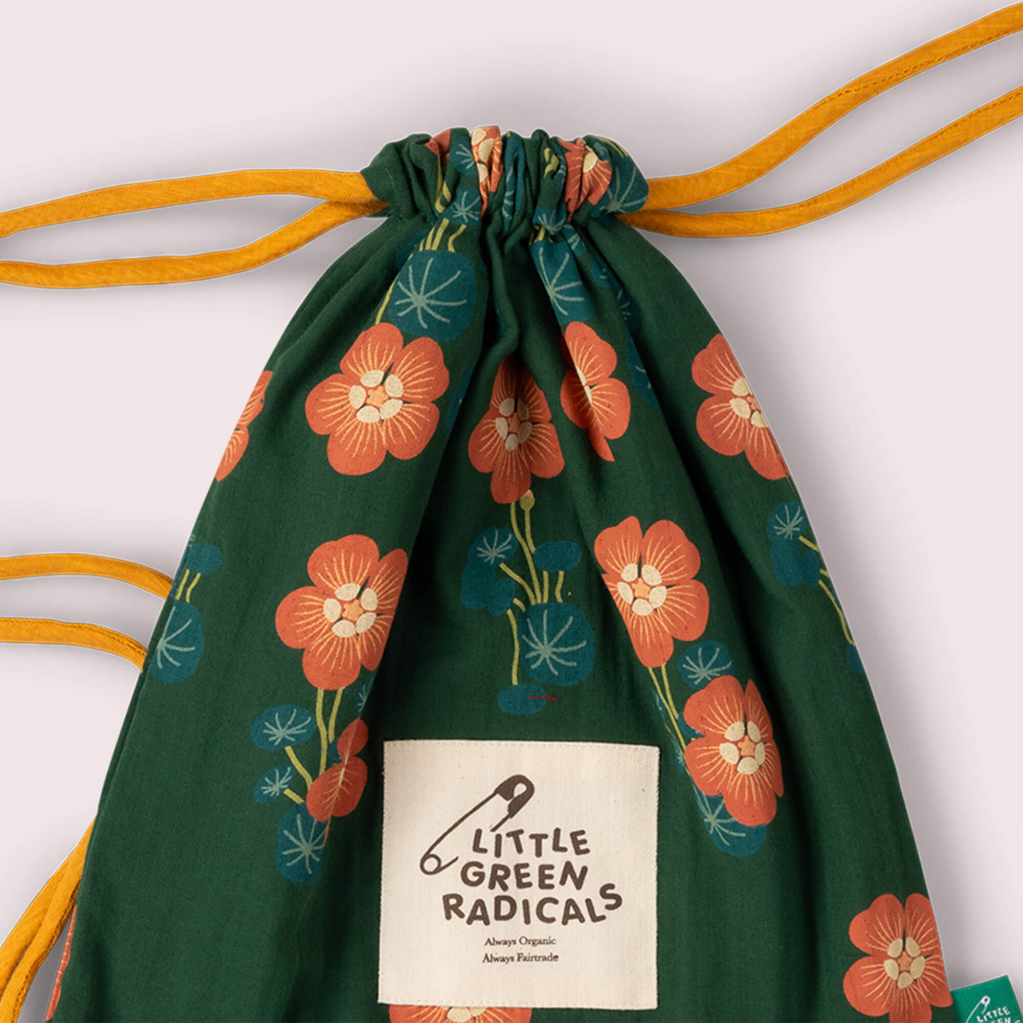 Orange Blooms Drawstring Bag Green / one size