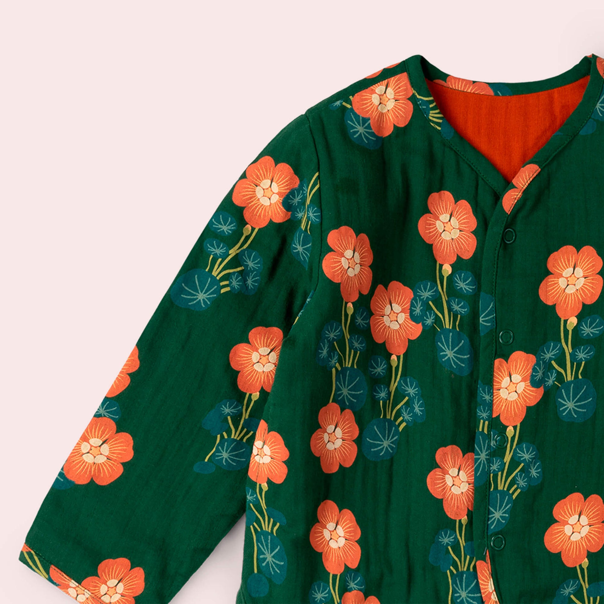 Orange Blooms Reversible Spring Jacket Green / 18-24m