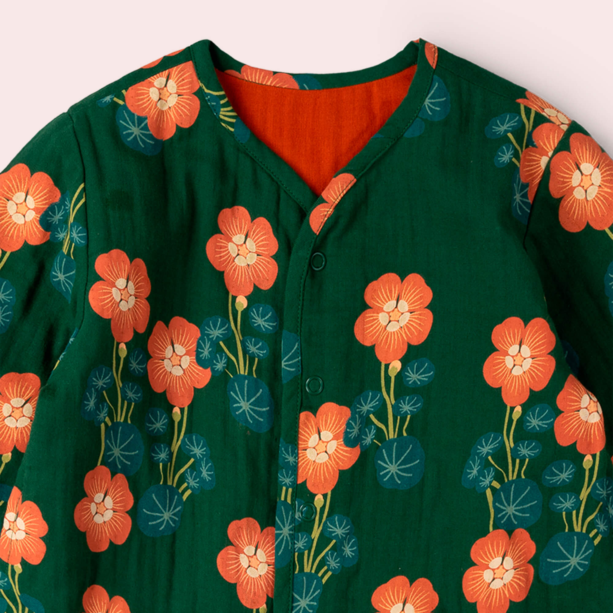 Orange Blooms Reversible Spring Jacket Green / 18-24m