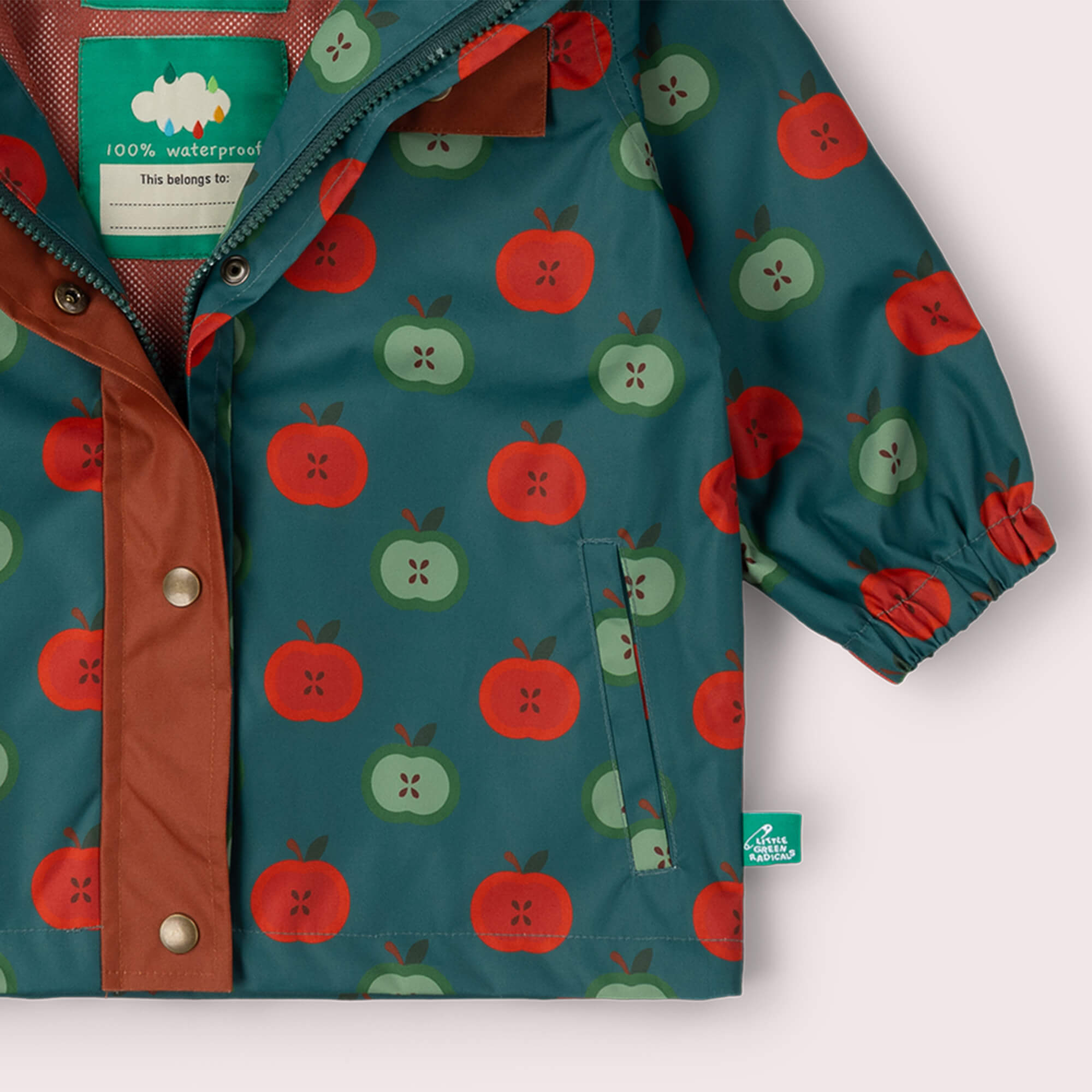 Apple Picking Recycled Waterproof Raincoat Blue / 7-8y