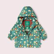 Turquoise Birds Recycled Waterproof Raincoat Turquoise / 7-8y