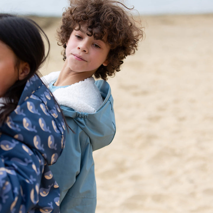 Hazy Blue Recycled Waterproof Robe Blue / 5-8y