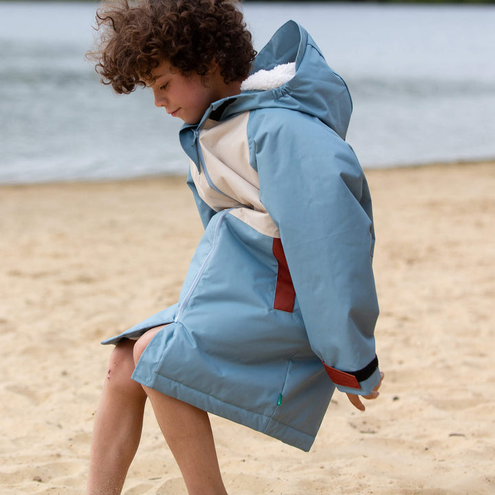 Hazy Blue Recycled Waterproof Robe Blue / 5-8y