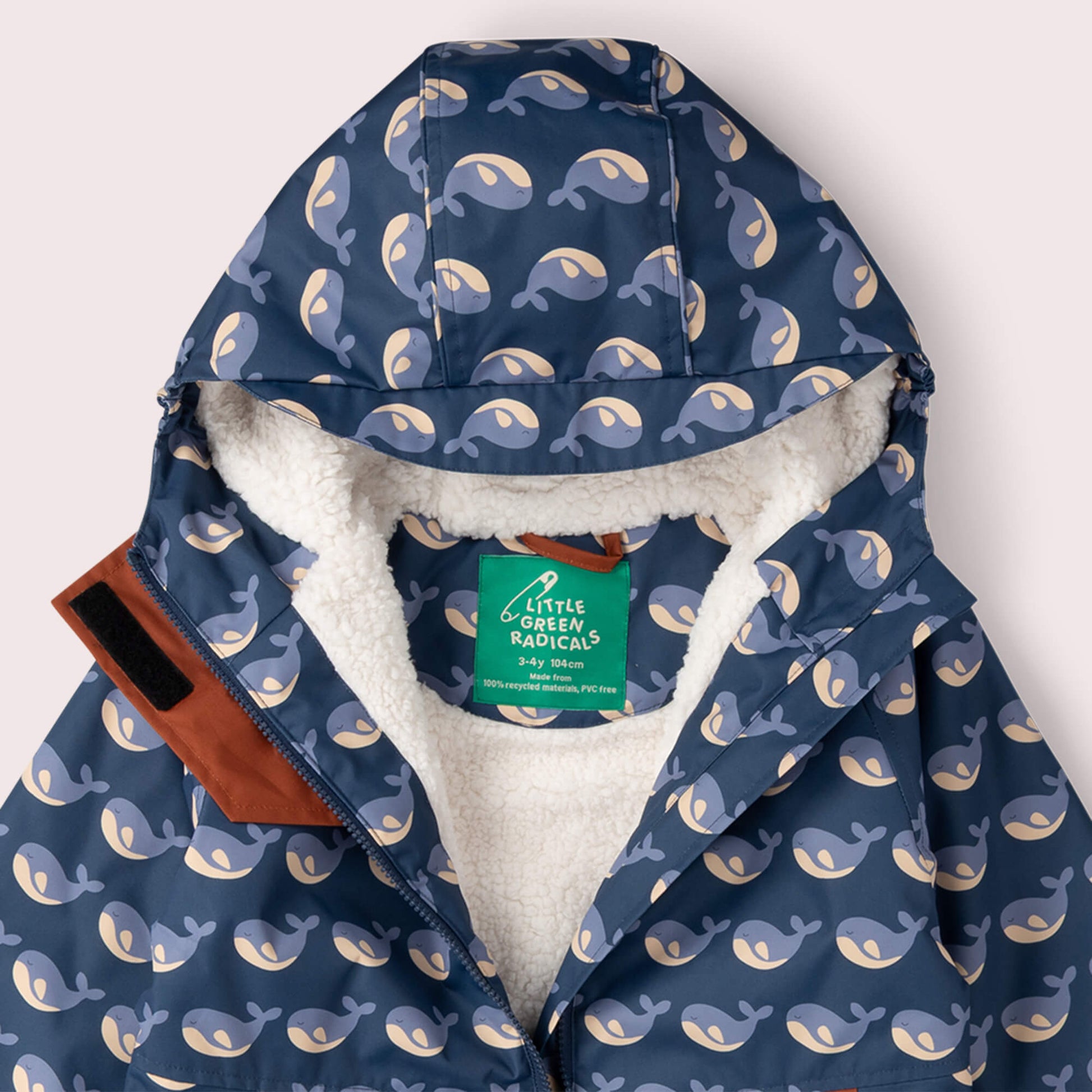 Singing Whales Recycled Waterproof Robe Blue / 5-8y