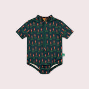 Green Blooms UPF 50 Recycled Short Sleeve Swimsuit Green / 7-8y