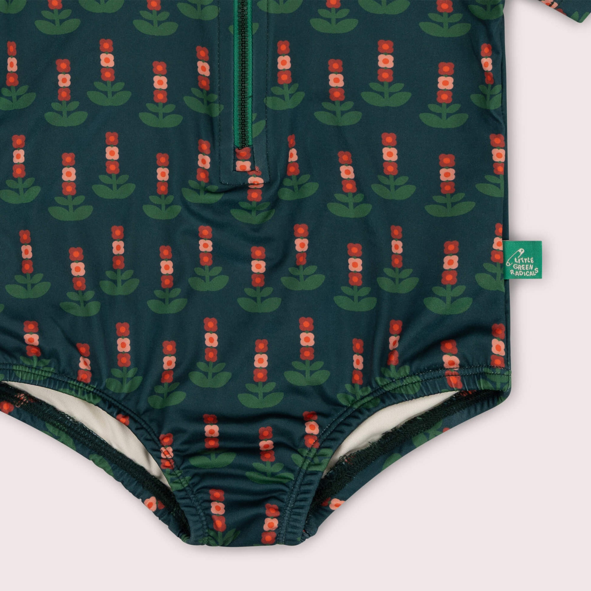 Green Blooms UPF 50 Recycled Short Sleeve Swimsuit Green / 7-8y