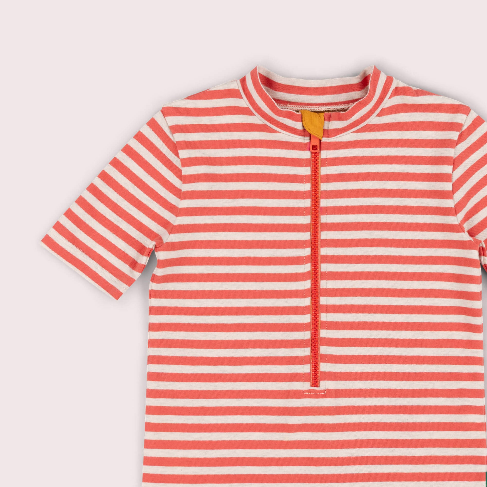 Red Striped UPF 50 Short Sleeve Swimsuit Red / 7-8y