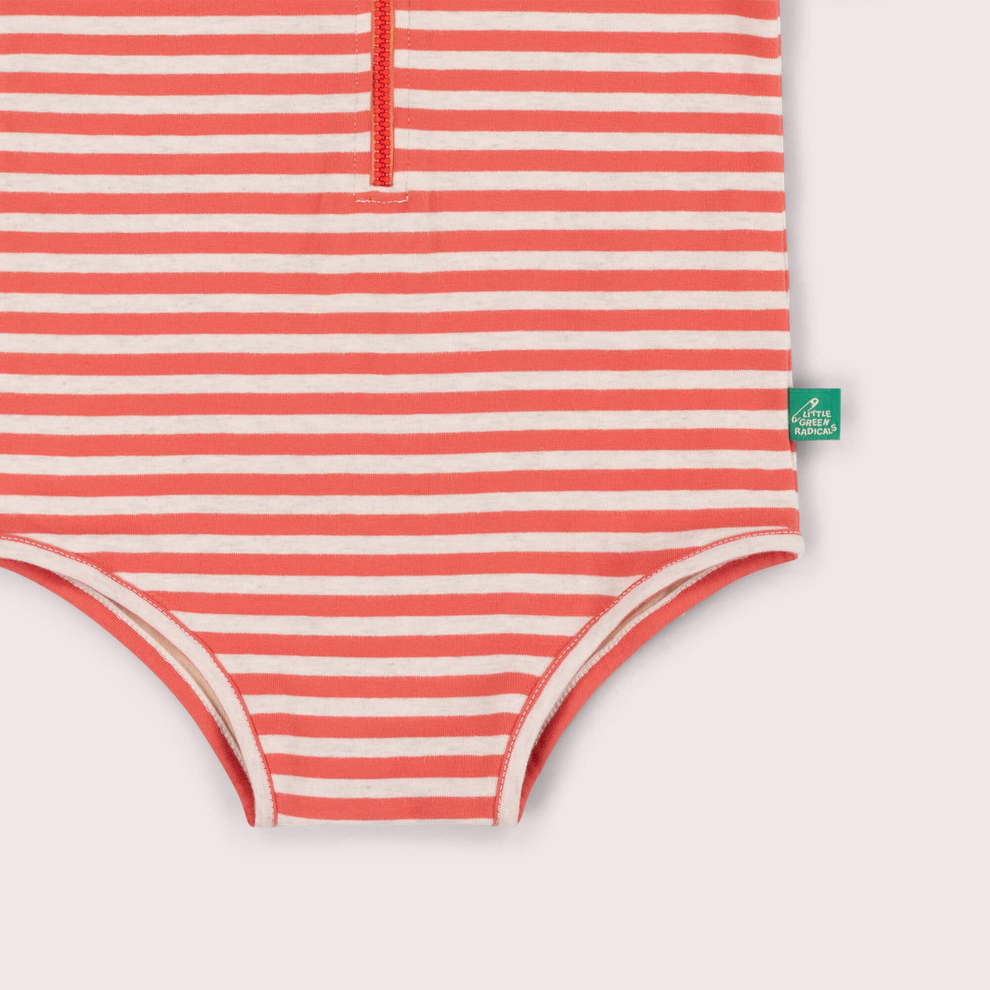 Red Striped UPF 50 Short Sleeve Swimsuit Red / 7-8y
