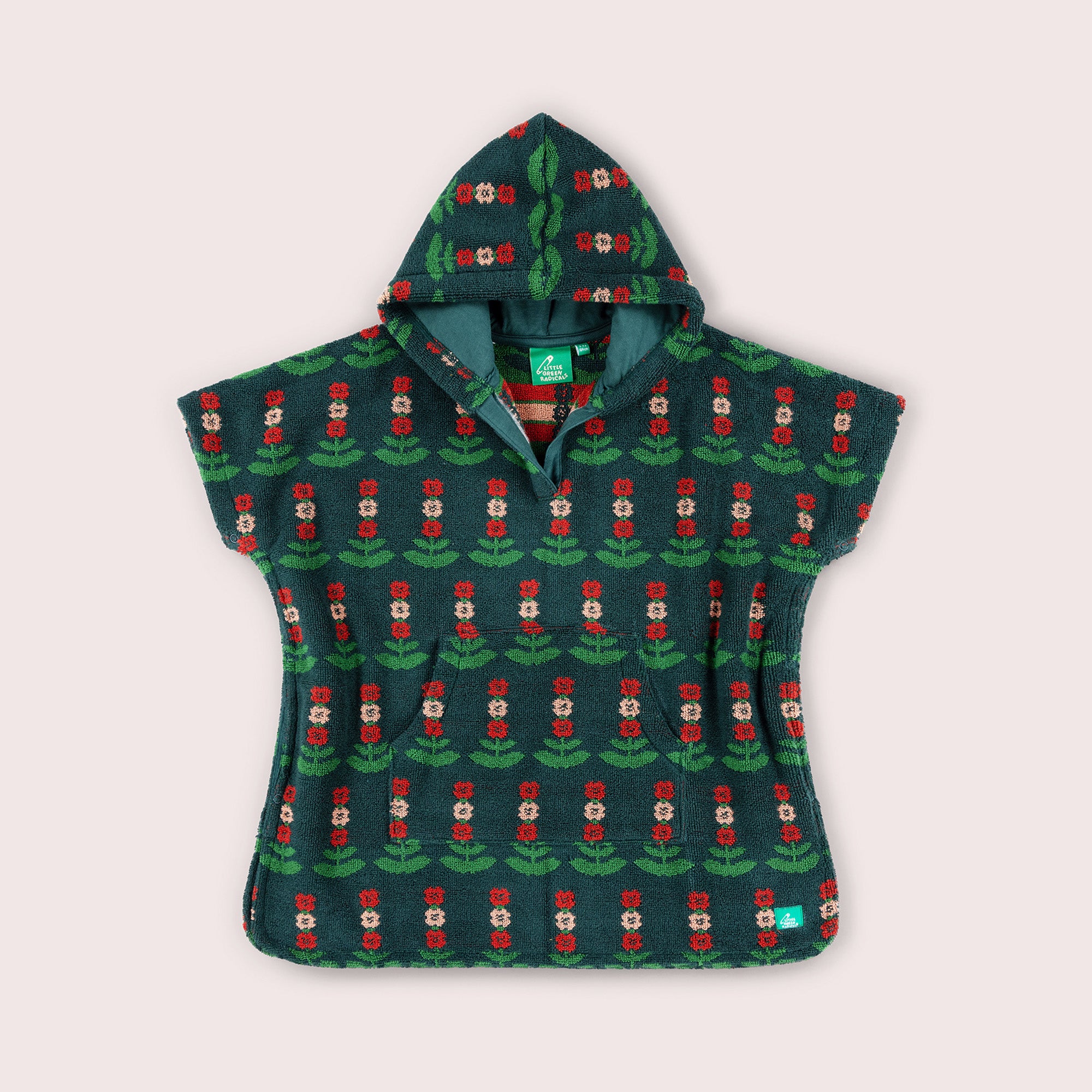 Green Blooms Kids Towel Poncho