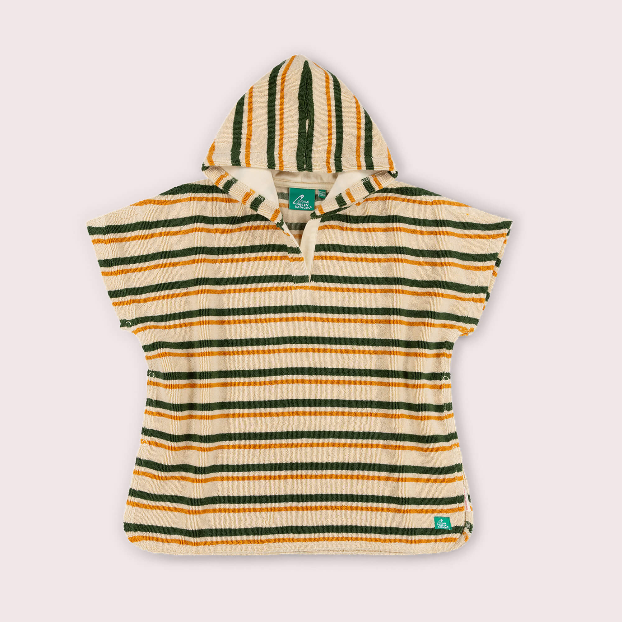 Vintage Green Stripe Baby Towel Poncho Multi / 12-24m