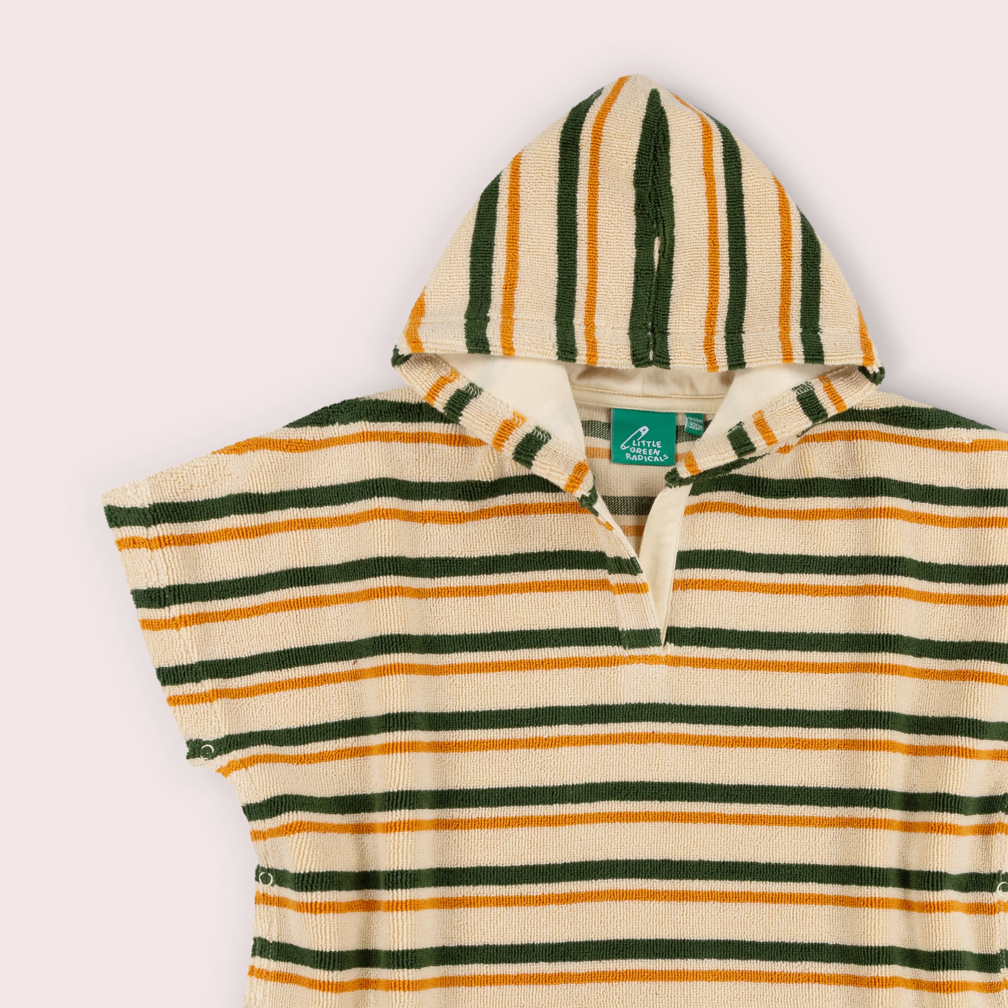 Vintage Green Stripe Kids Towel Poncho