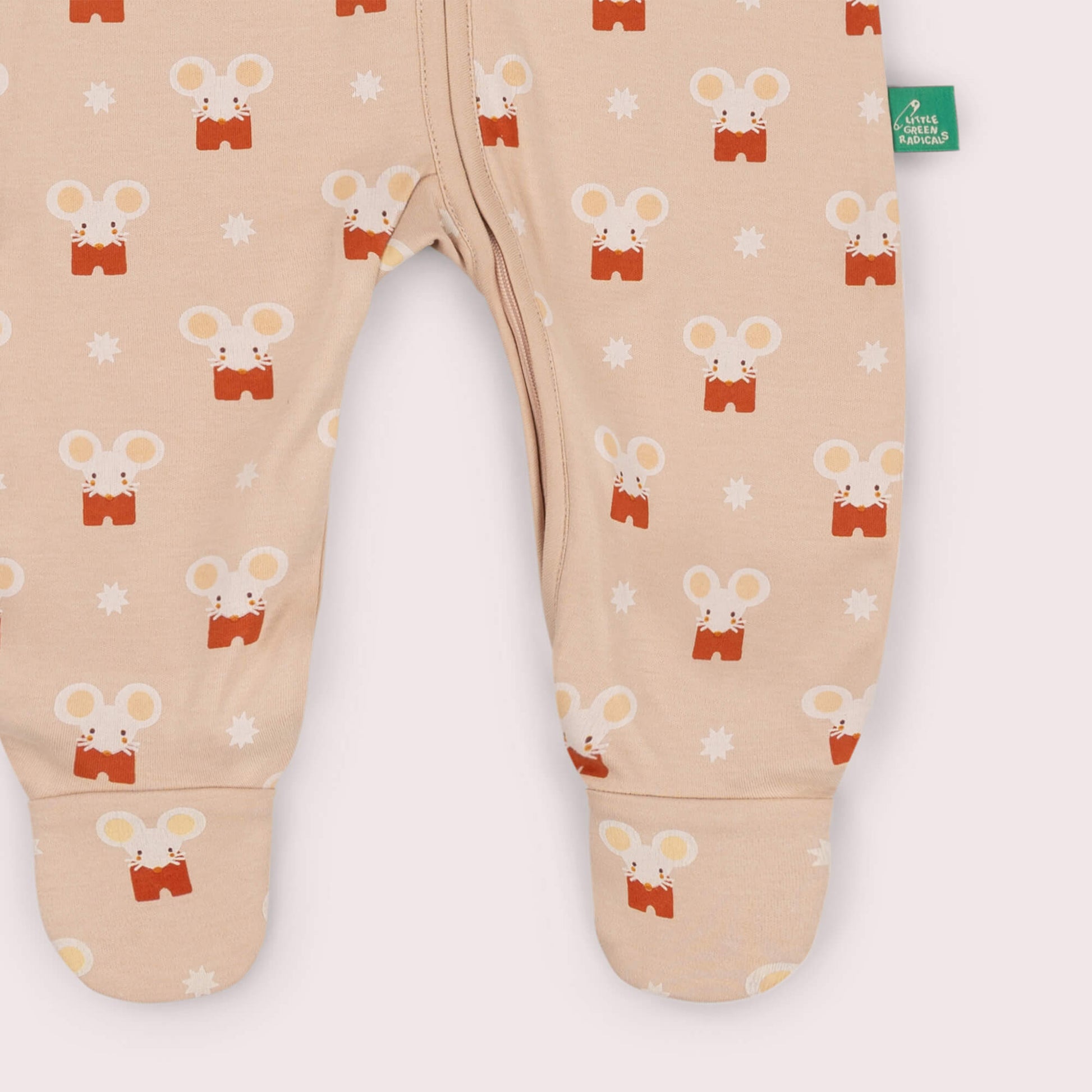 Little Mouse Zip Organic Babygrow Pink / 12-18m