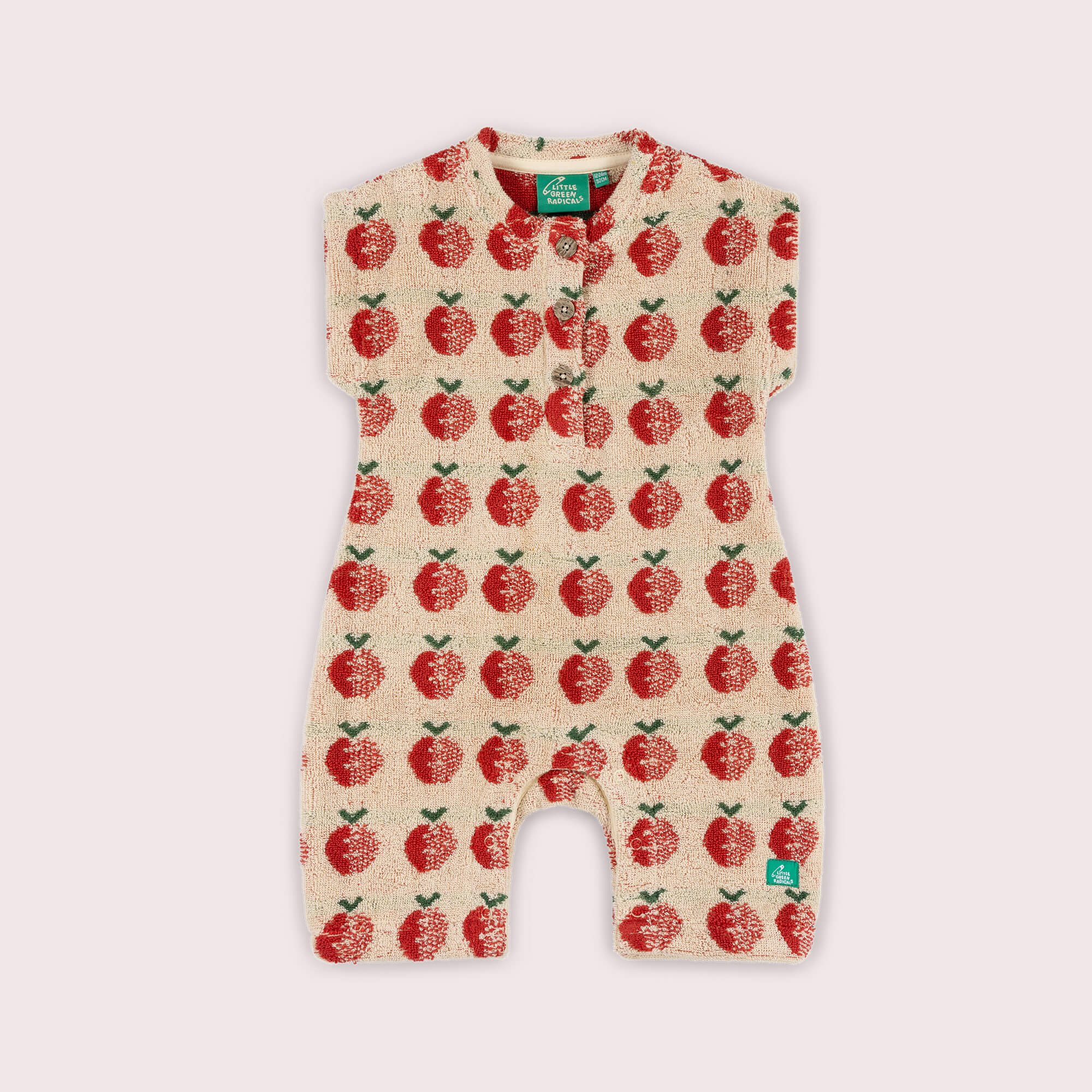 Red Apples Towelling Romper Cream / 4-5y
