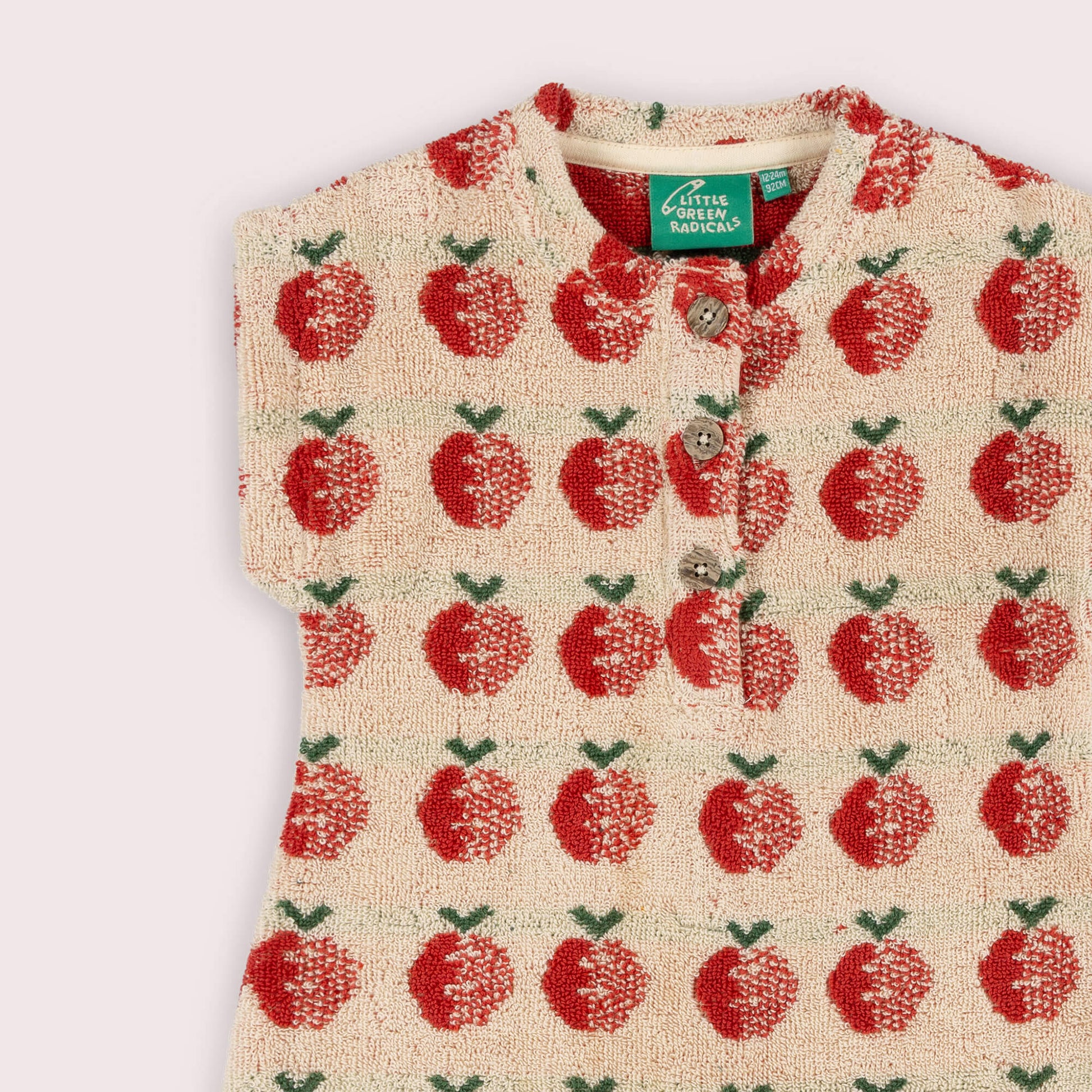 Red Apples Towelling Romper Cream / 4-5y