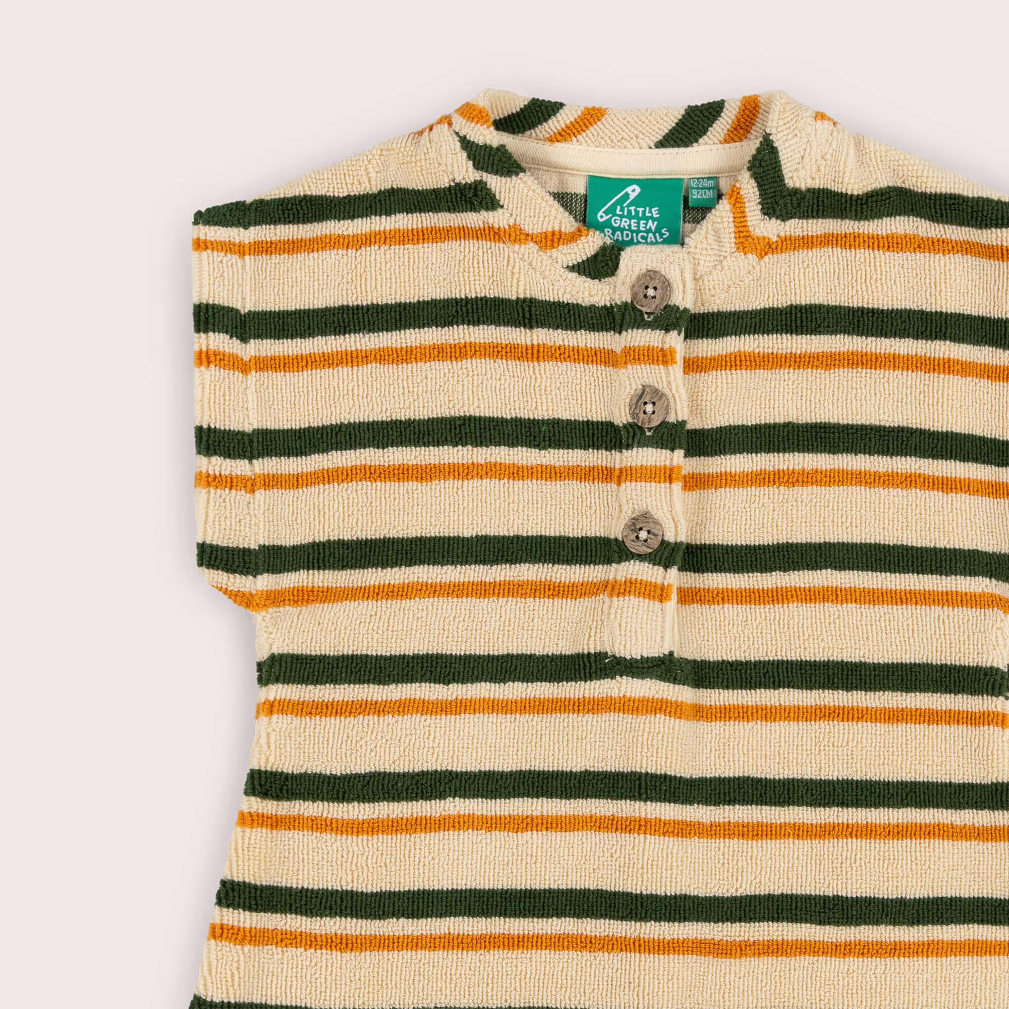 Vintage Green Stripe Towelling Romper Multi / 4-5y