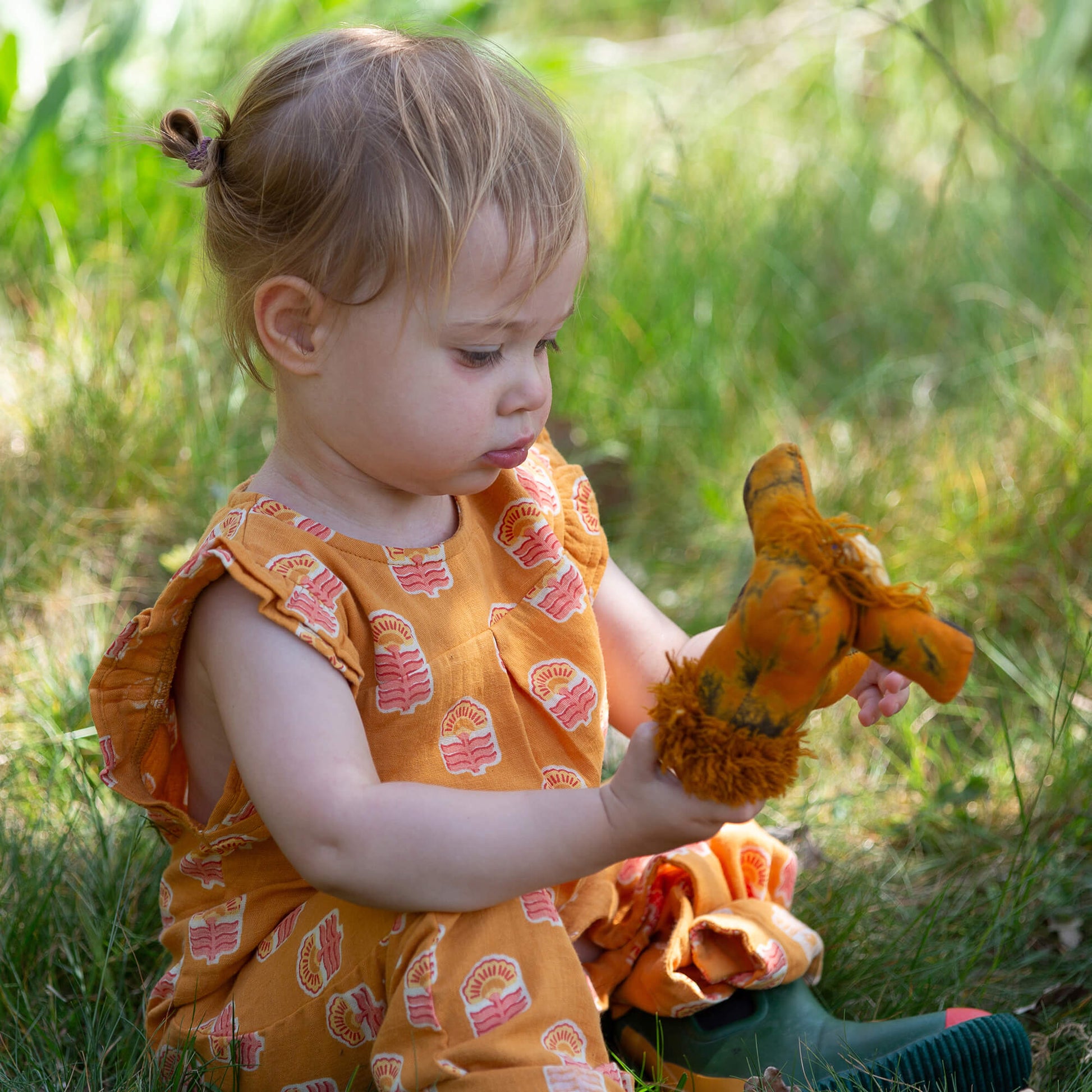 Golden Flowers Frill Summer Romper Gold / 18-24m