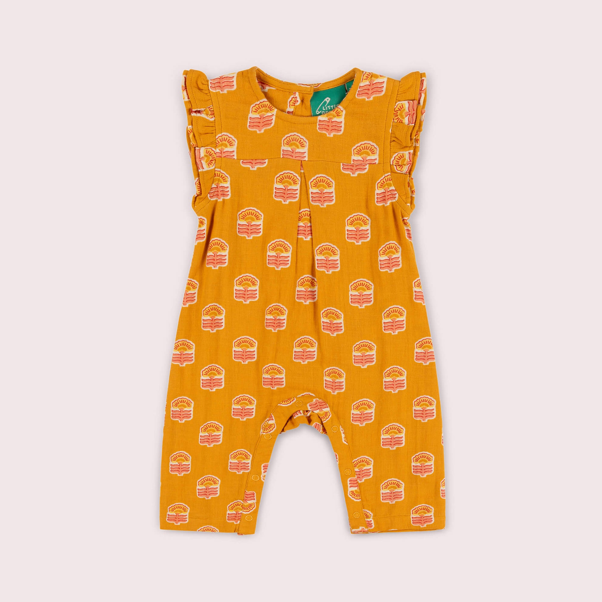 Golden Flowers Frill Summer Romper Gold / 18-24m