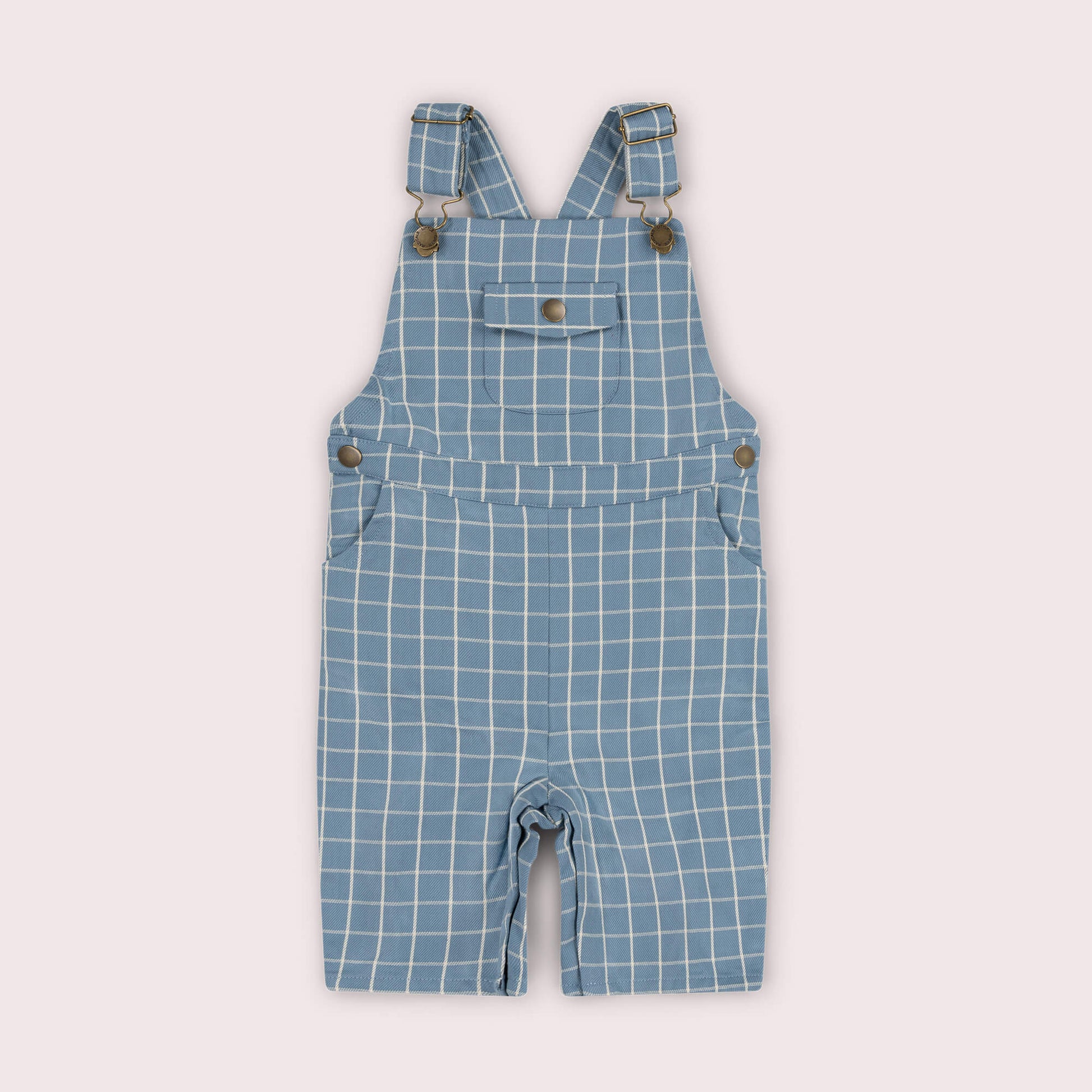 Lake Blue Check Dungaree Shorts Blue / 7-8y