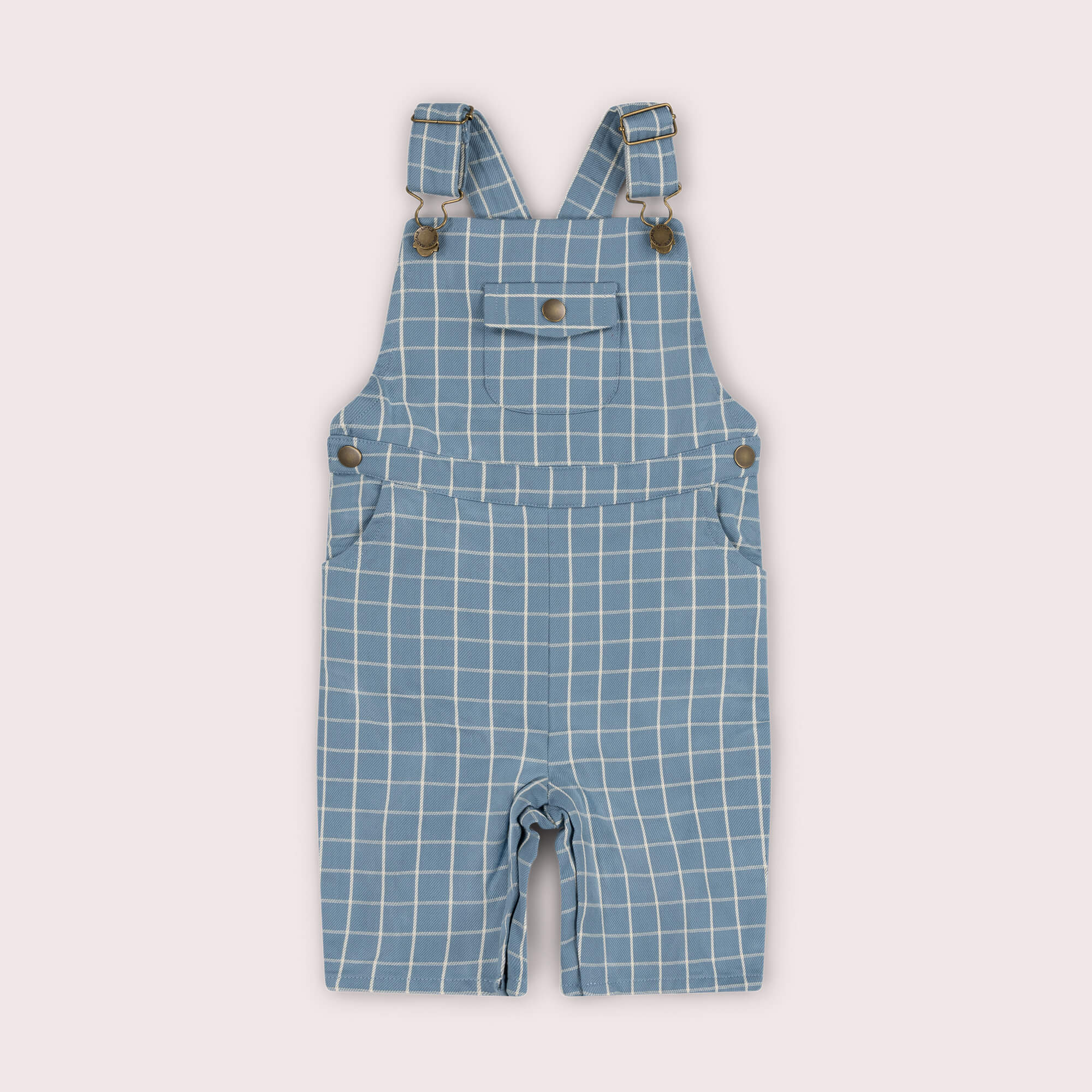 Lake Blue Check Dungaree Shorts Blue / 7-8y