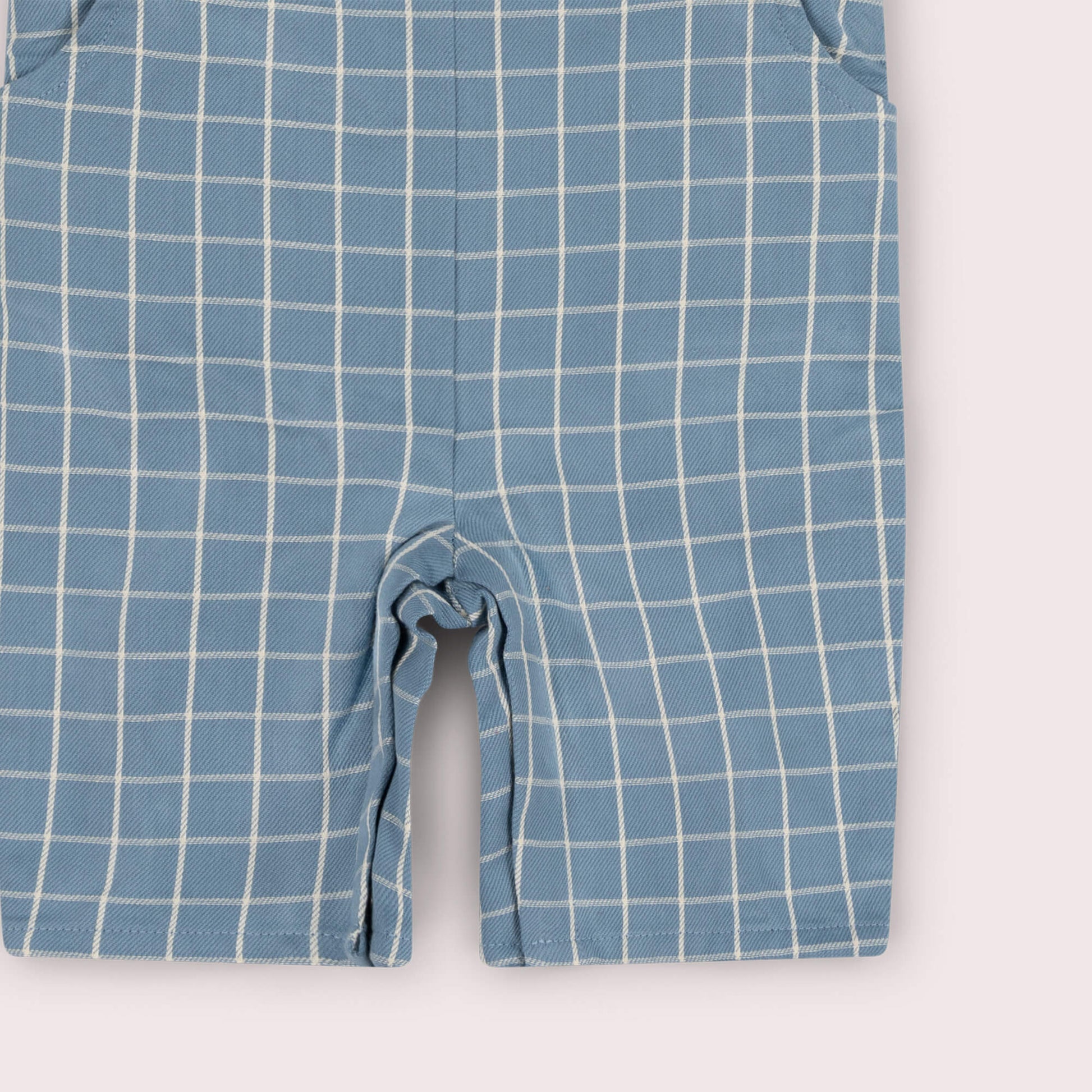 Lake Blue Check Dungaree Shorts Blue / 7-8y