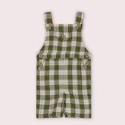 Chive Green Check Dungaree Shorts Green / 7-8y