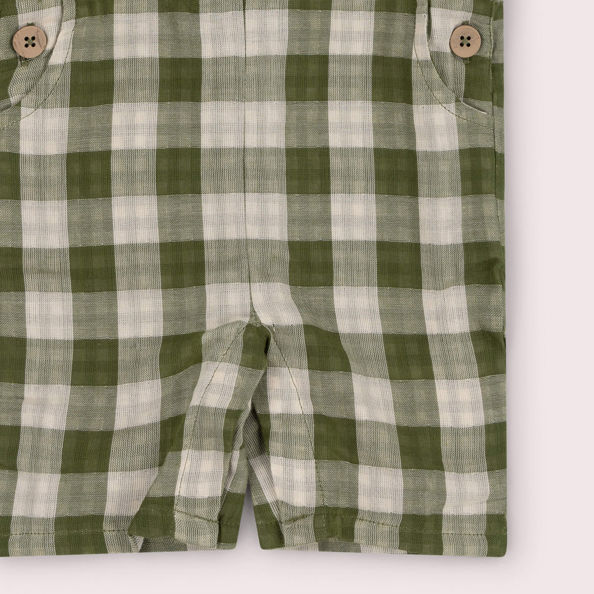 Chive Green Check Dungaree Shorts Green / 7-8y